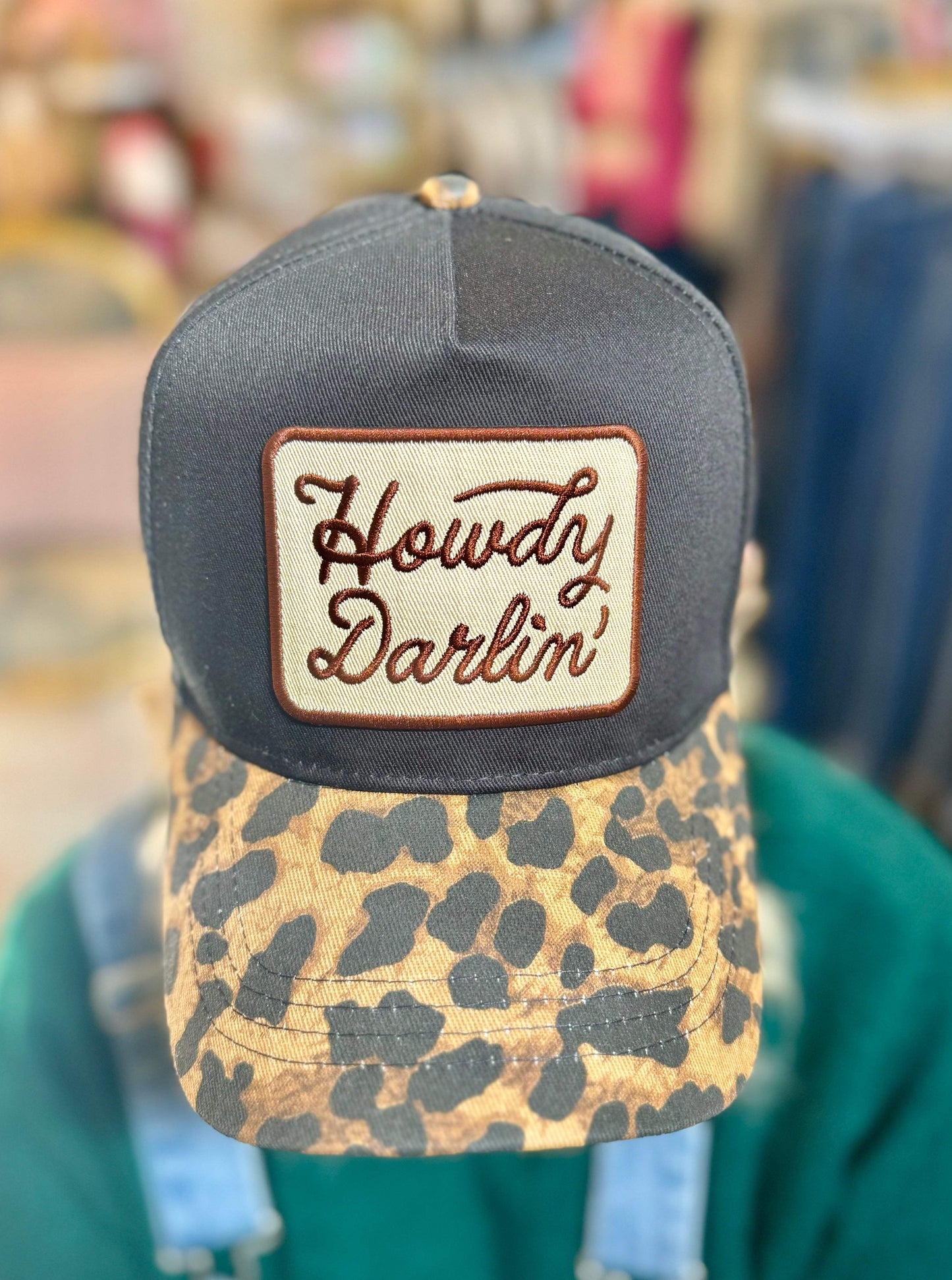 Howdy Darlin' Embroidered Leopard Trucker Hat