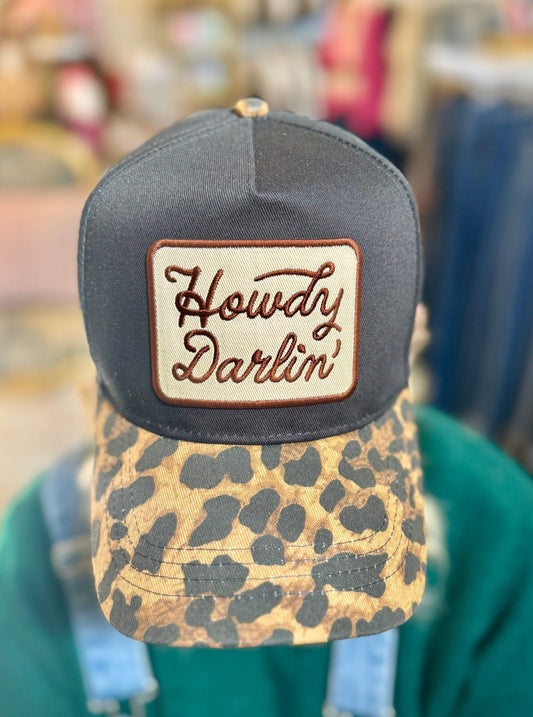 Howdy Darlin' Embroidered Leopard Trucker Hat