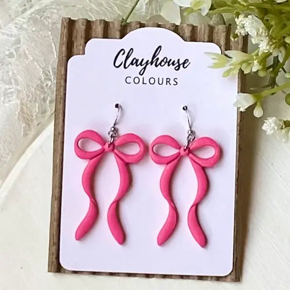 Valentine's Day Clay Bow Earrings