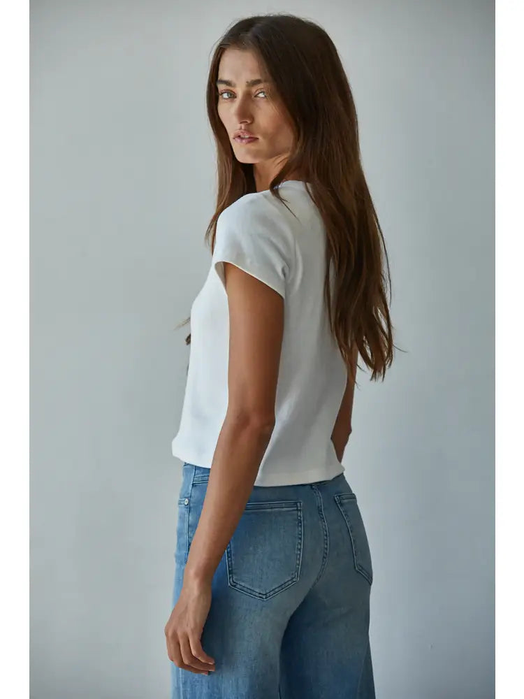 Round Neck Cotton Crop Top
