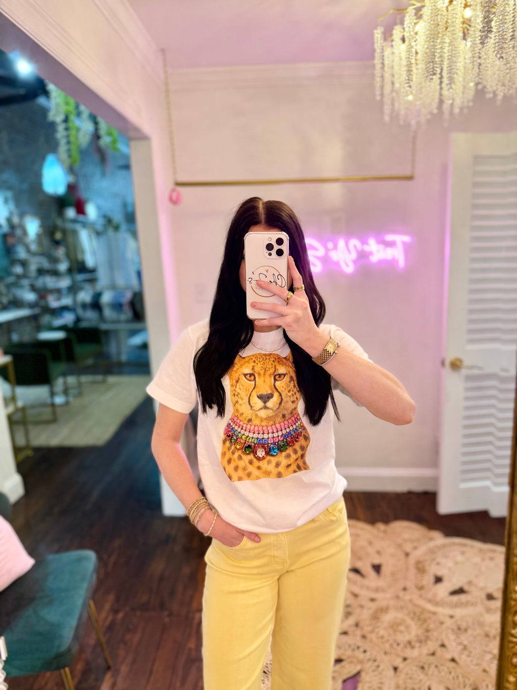 All Blinged Out Jeweled Animal Collar Tee