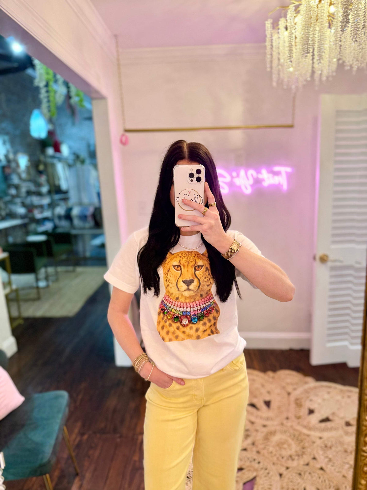 All Blinged Out Jeweled Animal Collar Tee