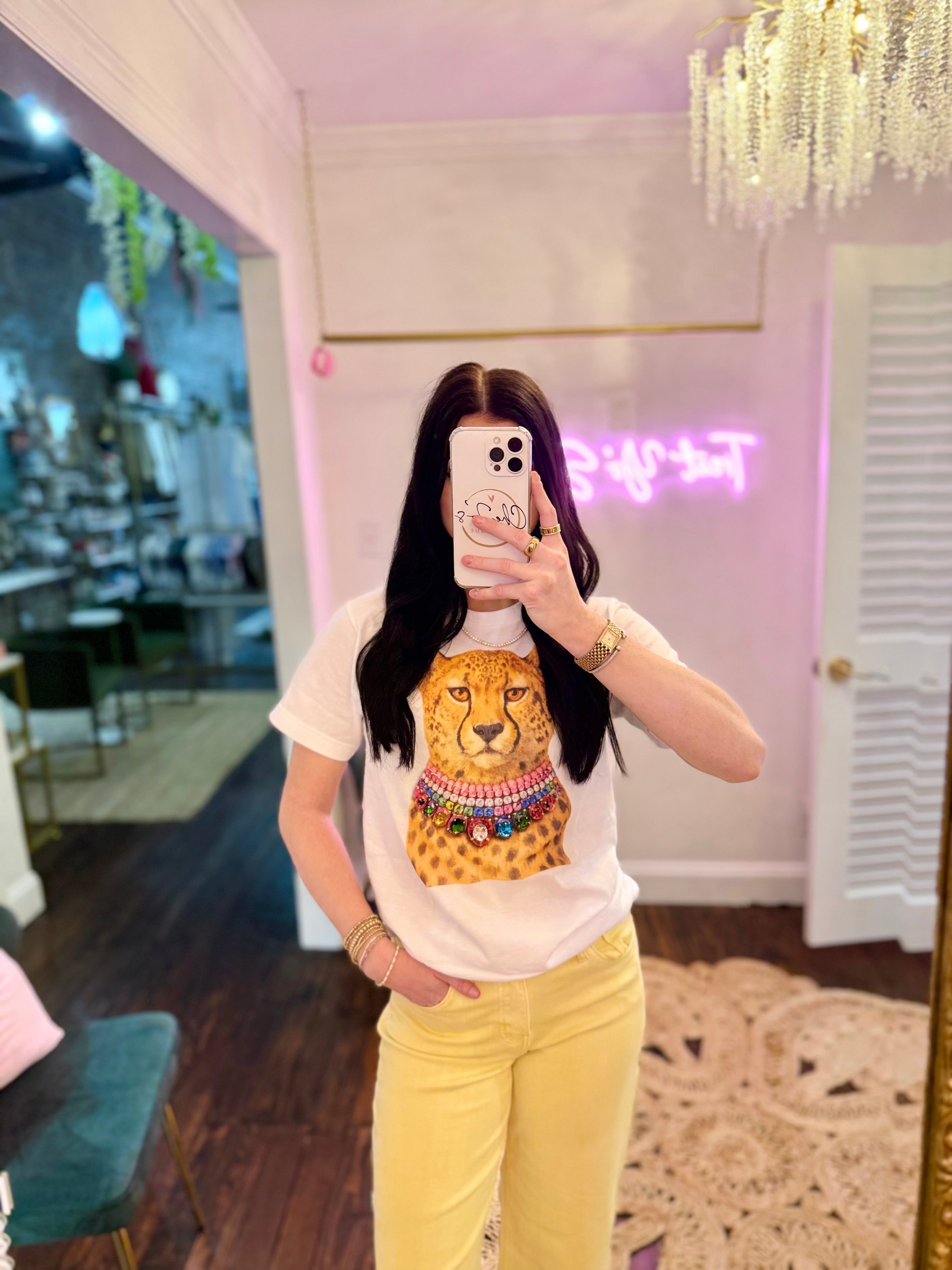 All Blinged Out Jeweled Animal Collar Tee
