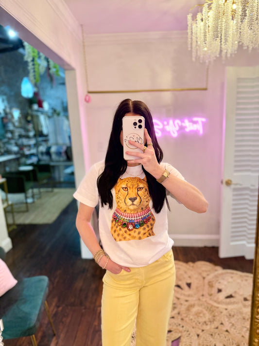 All Blinged Out Jeweled Animal Collar Tee