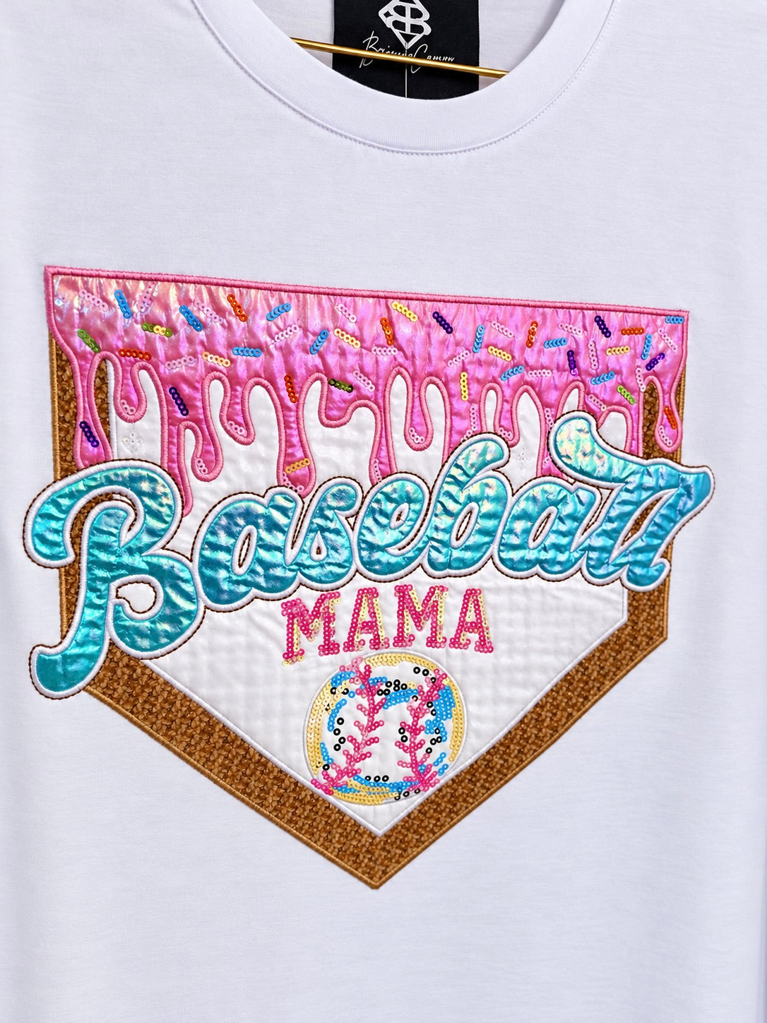 Ice Cream Drip Baseball Mama Sparkle Tee | Brianna Cannon