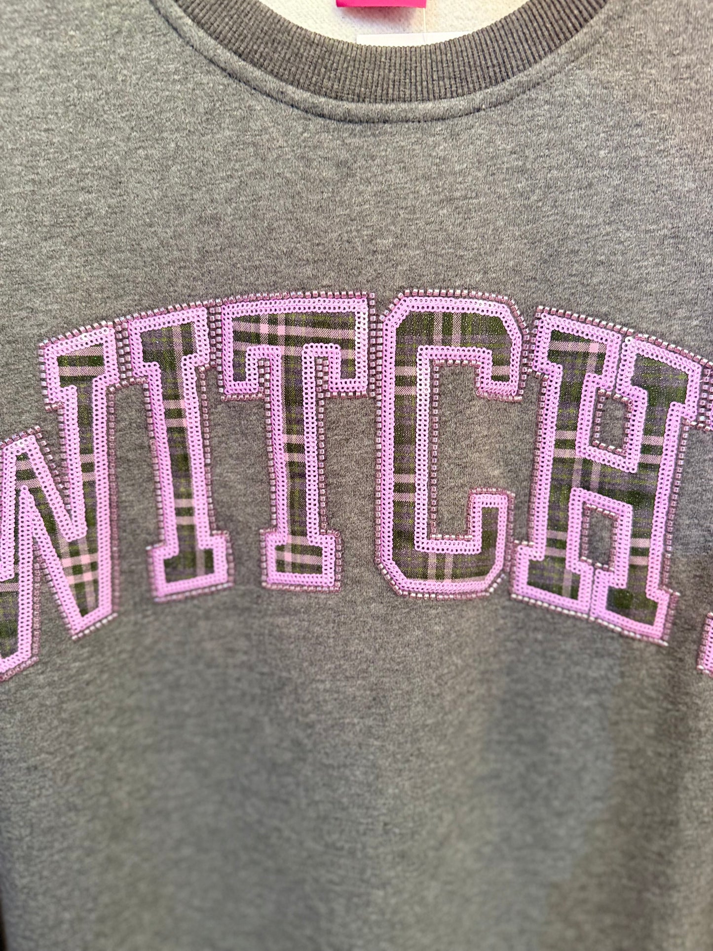 Charcoal & Plaid 'Witchy' Sweatshirt | Queen of Sparkles