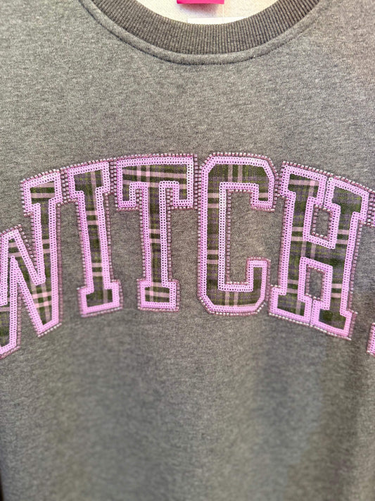 Charcoal & Plaid 'Witchy' Sweatshirt | Queen of Sparkles