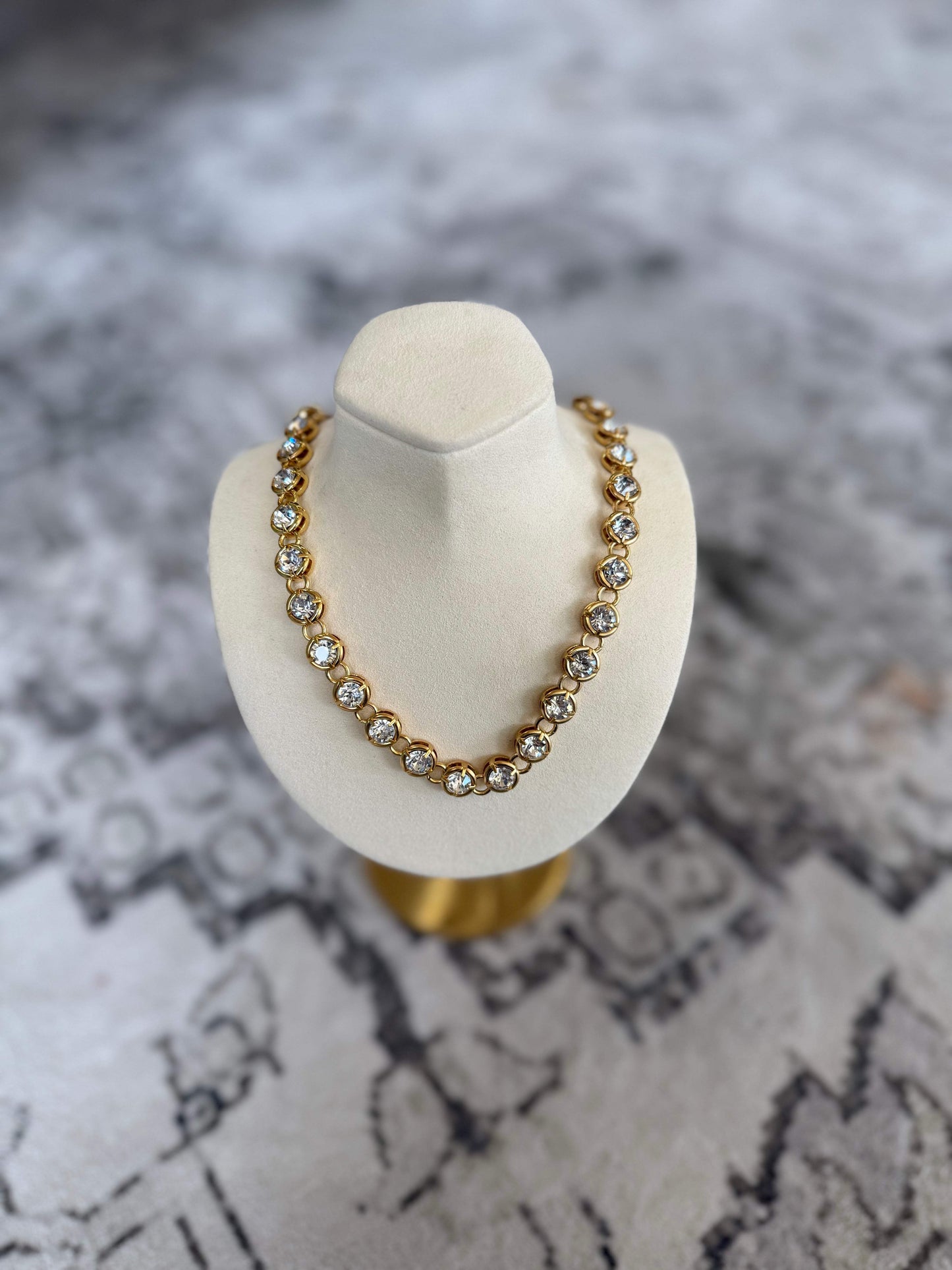 Gold Bezel Tennis Necklace