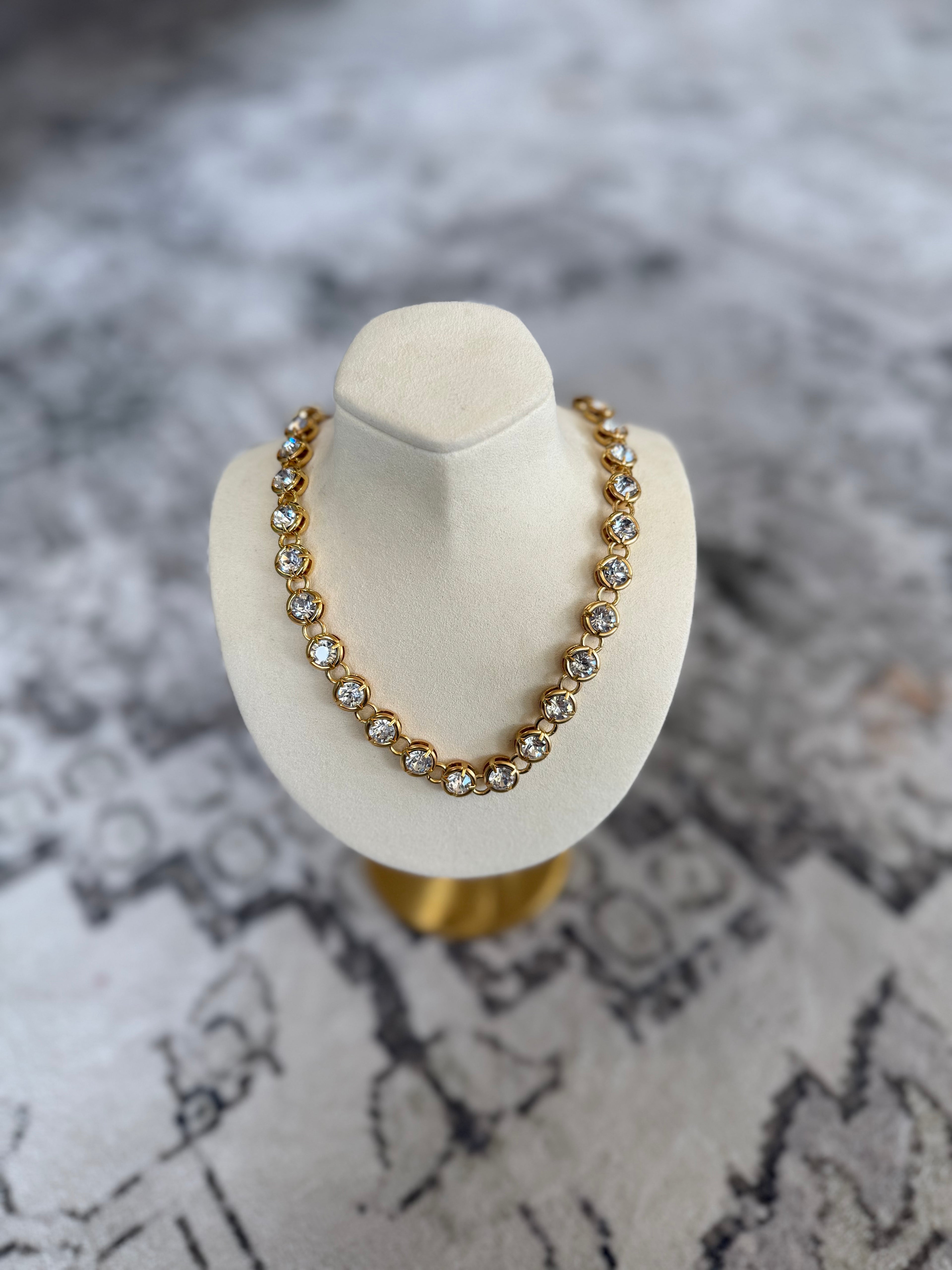 Gold Bezel Tennis Necklace