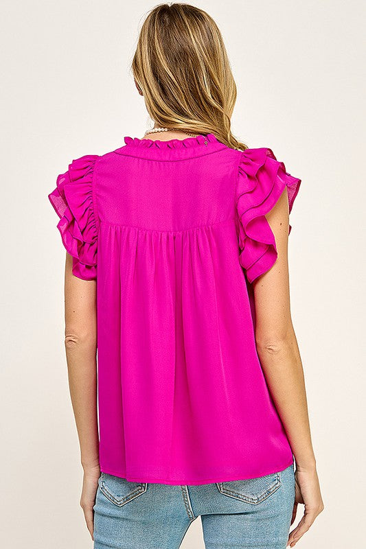 PLUS SIZE | Juliette V-Neck Ruffle Blouse