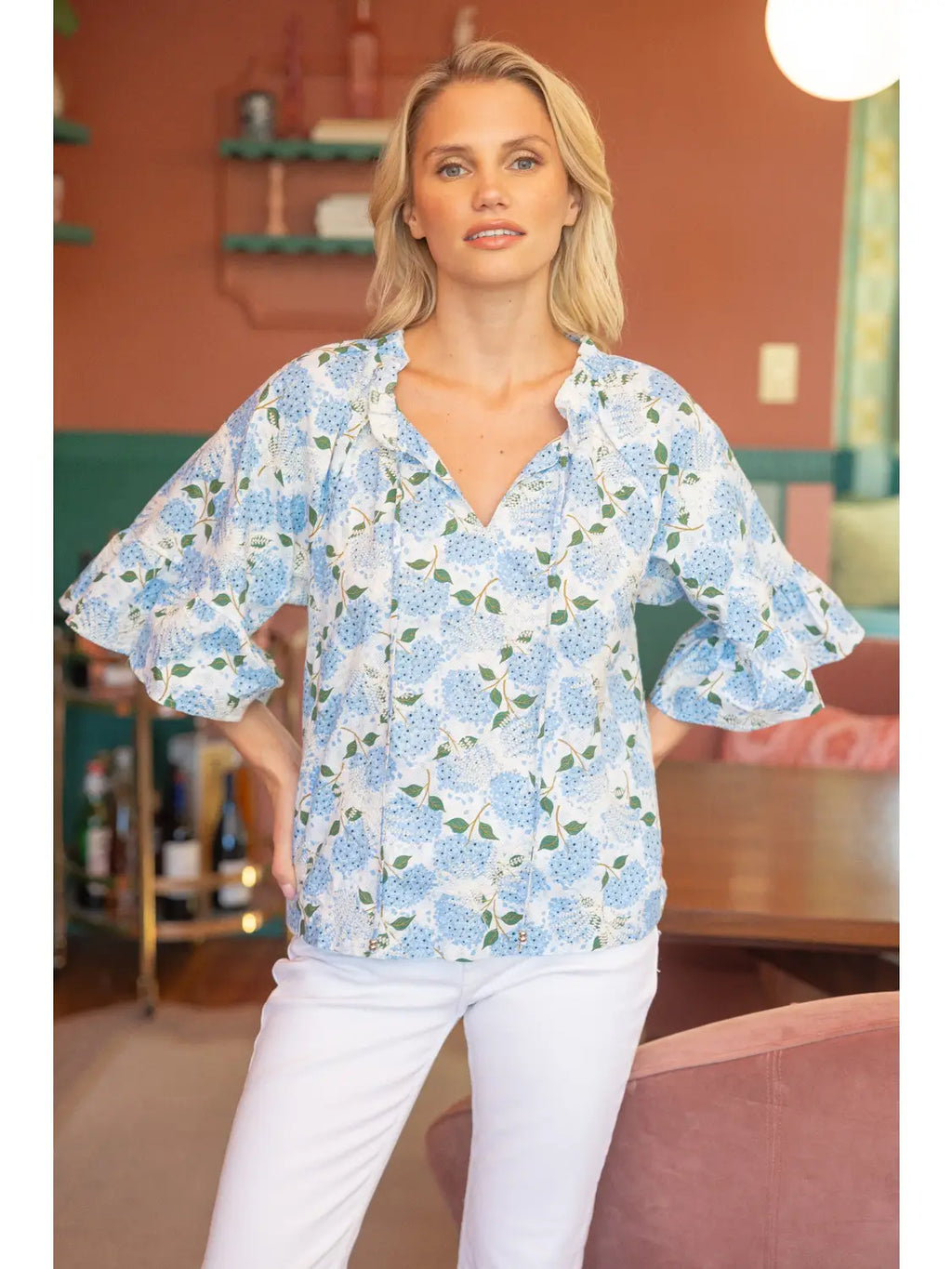 Esme Embroidered Floral Tie Top