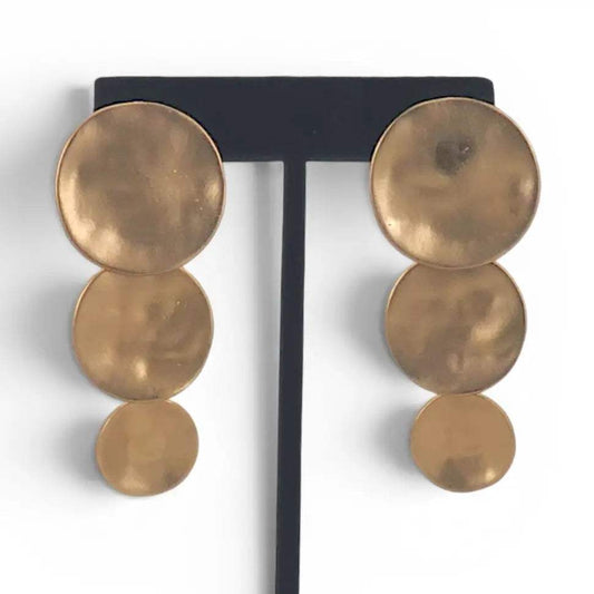 Gold Graduated Disc Statement Earrings
