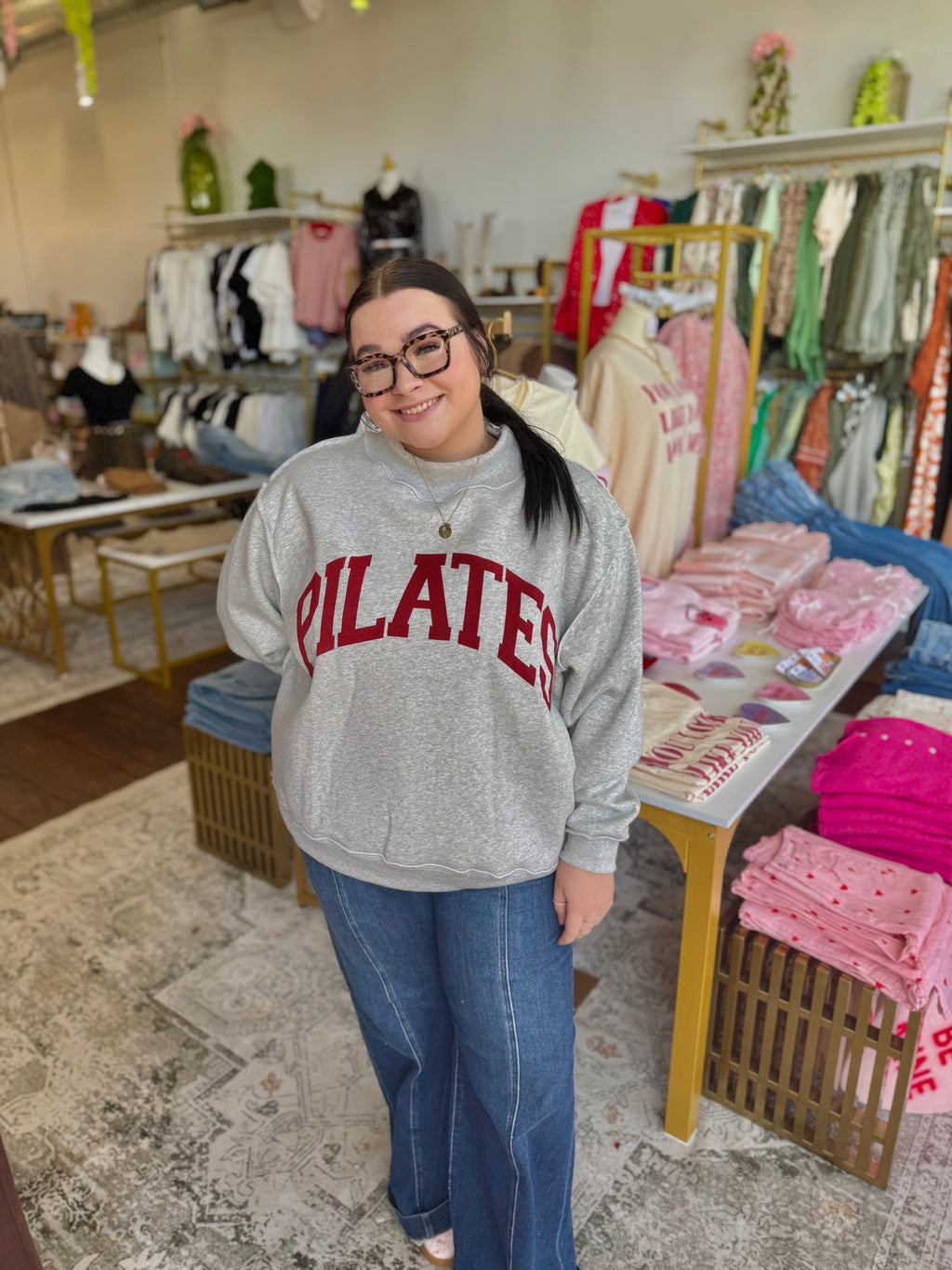 Reversible ‘Pilates & Yoga’ Mock Neck Sweatshirt