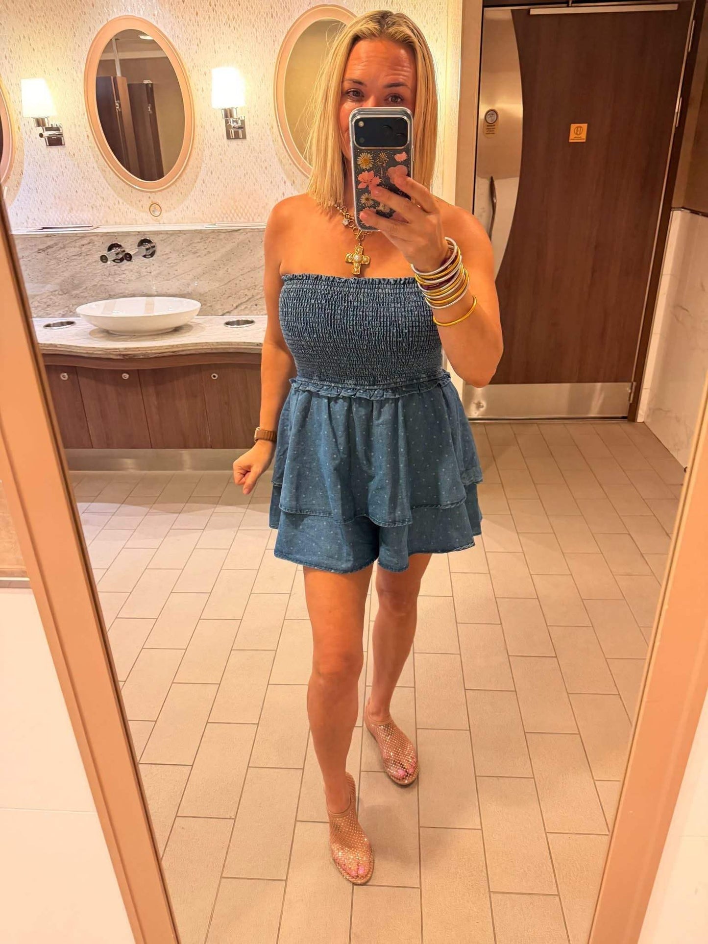 Spot On Smocked Ruffle Romper