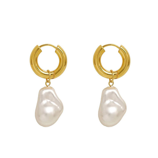Baroque Pearl Hoop Earrings | Water Resistant