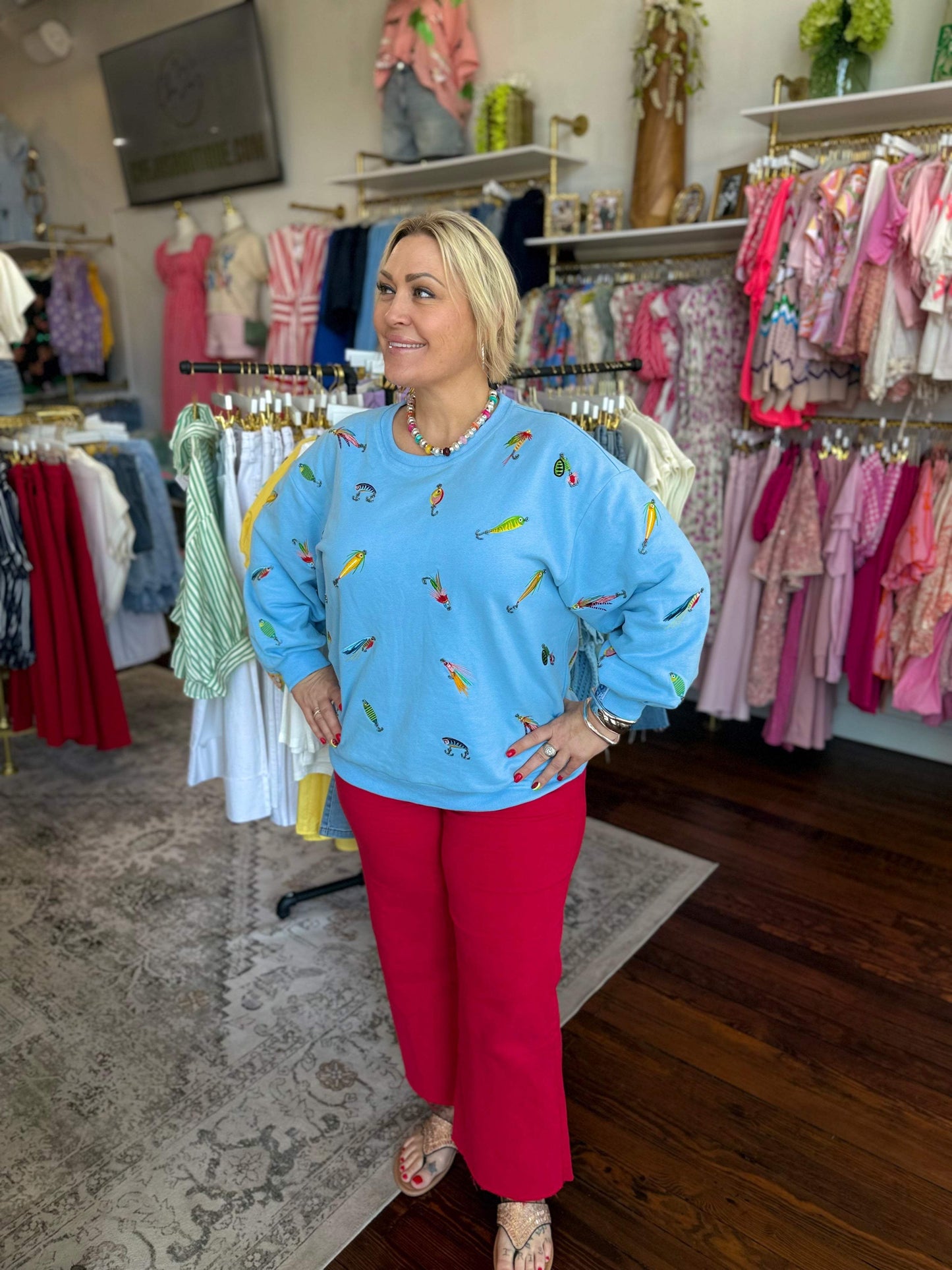 Light Blue Fishing Lure Sweatshirt | Queen of Sparkles