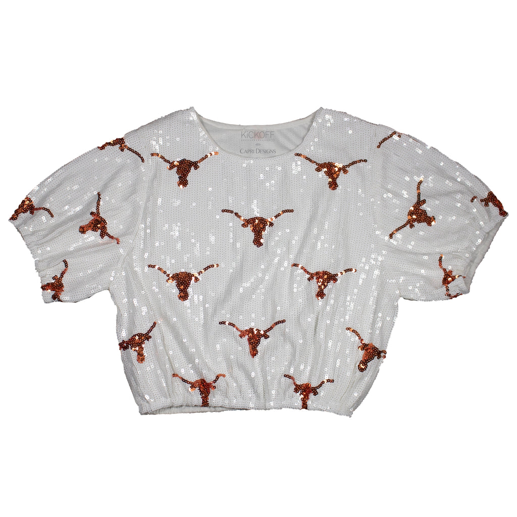 College Logo Sequin Crop Top