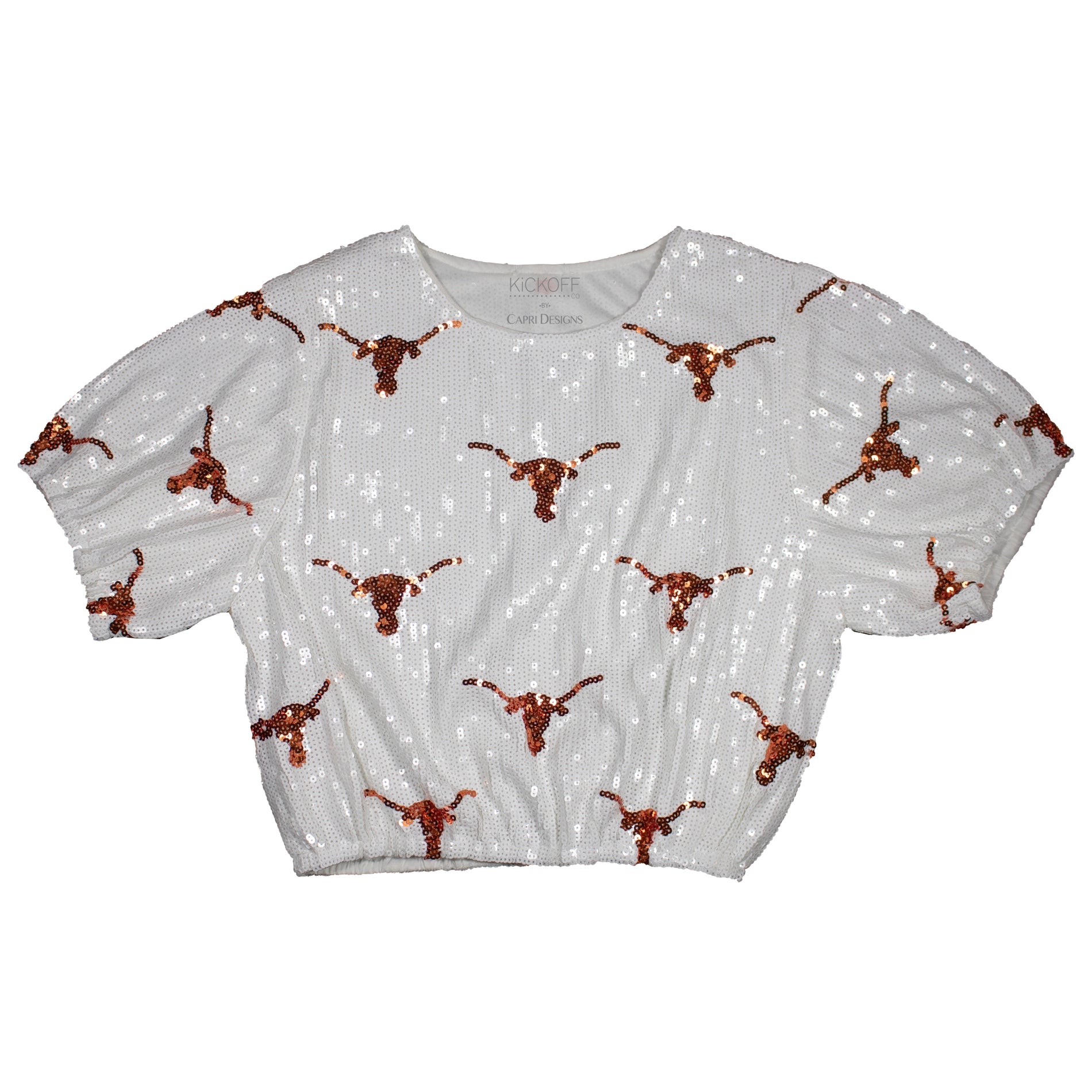 College Logo Sequin Crop Top