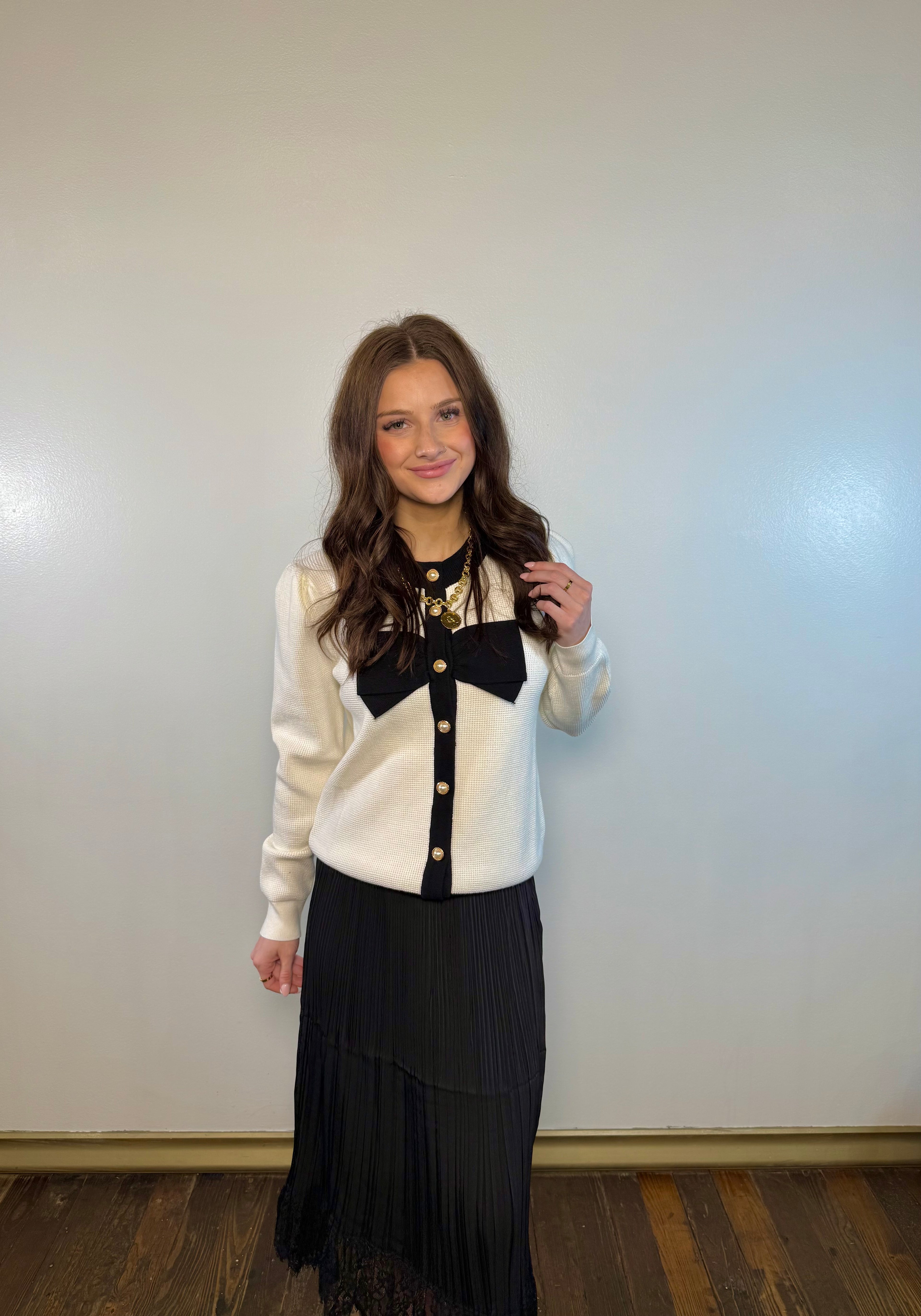 Pearls & Bows Knit Cardigan