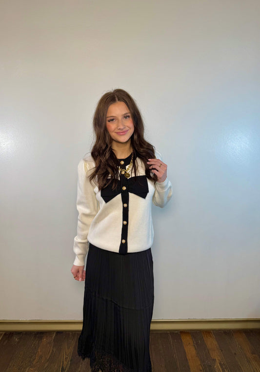 Pearls & Bows Knit Cardigan
