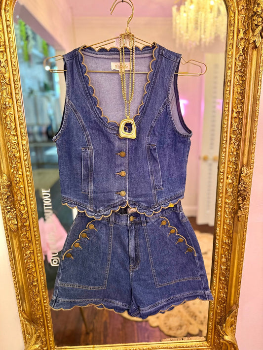 Sweet on Denim Scalloped Shorts