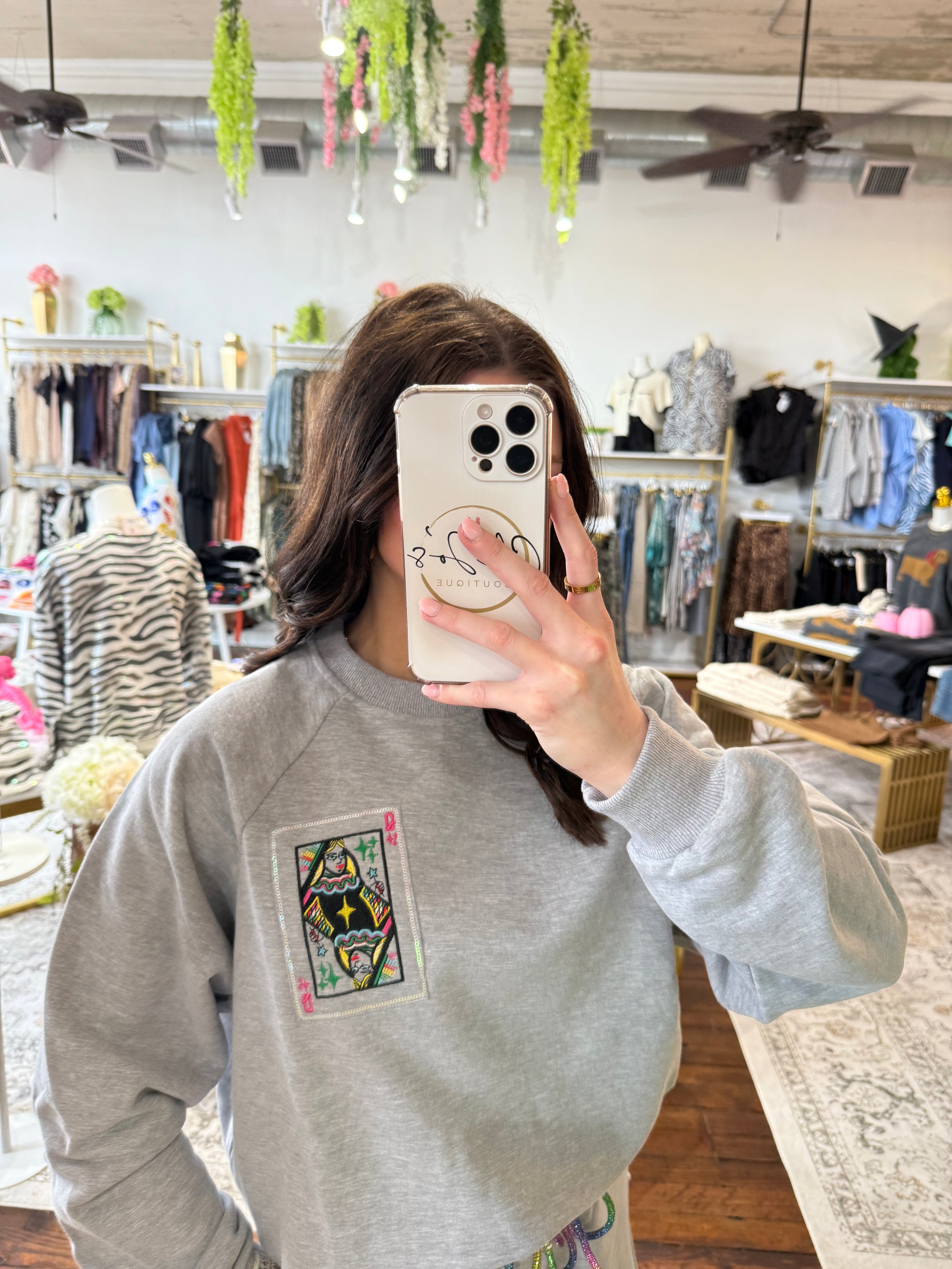 Grey Rainbow Tie Logo Sweatshirt | Queen of Sparkles