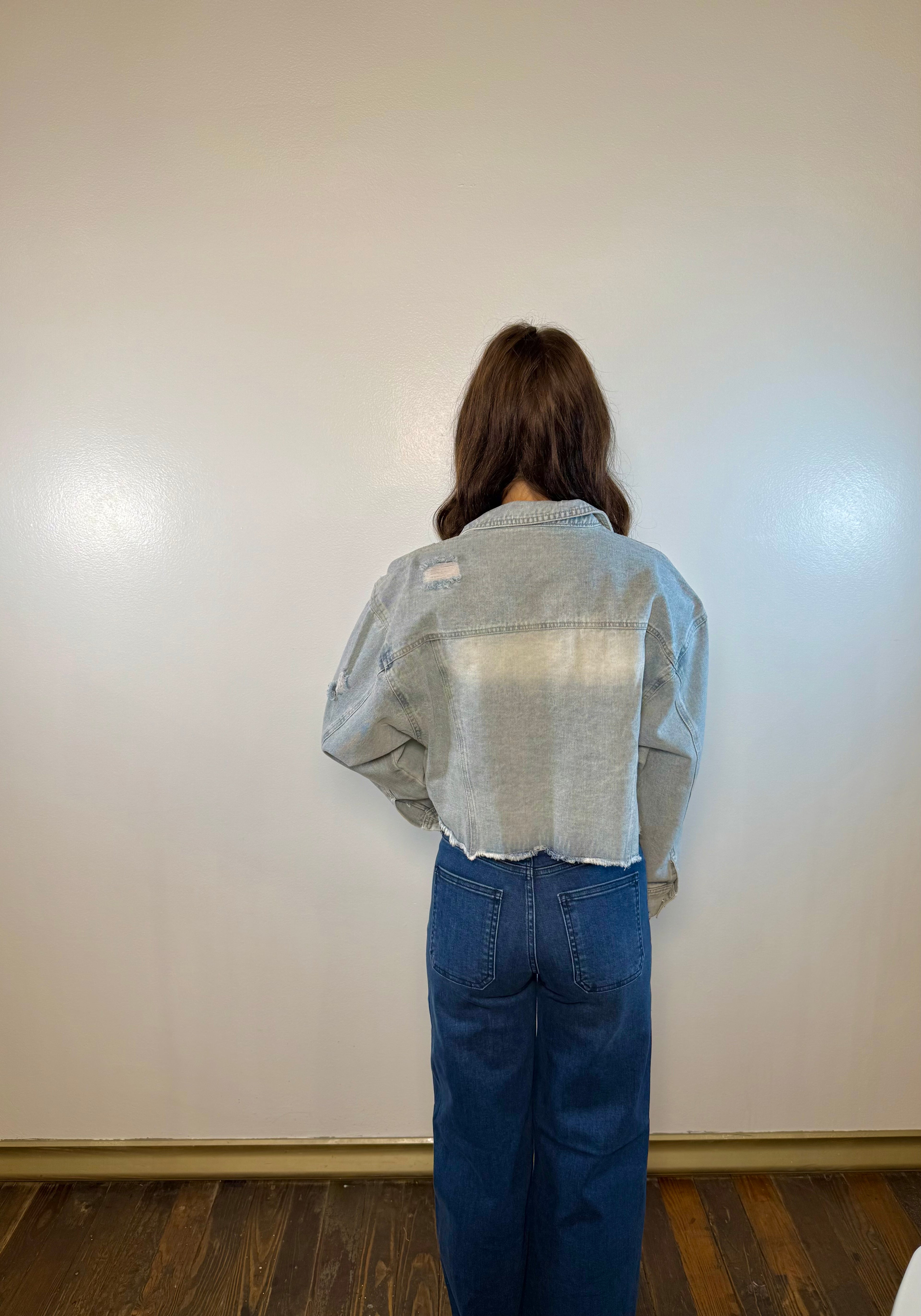 Embroidered Lace Bow Denim Jacket