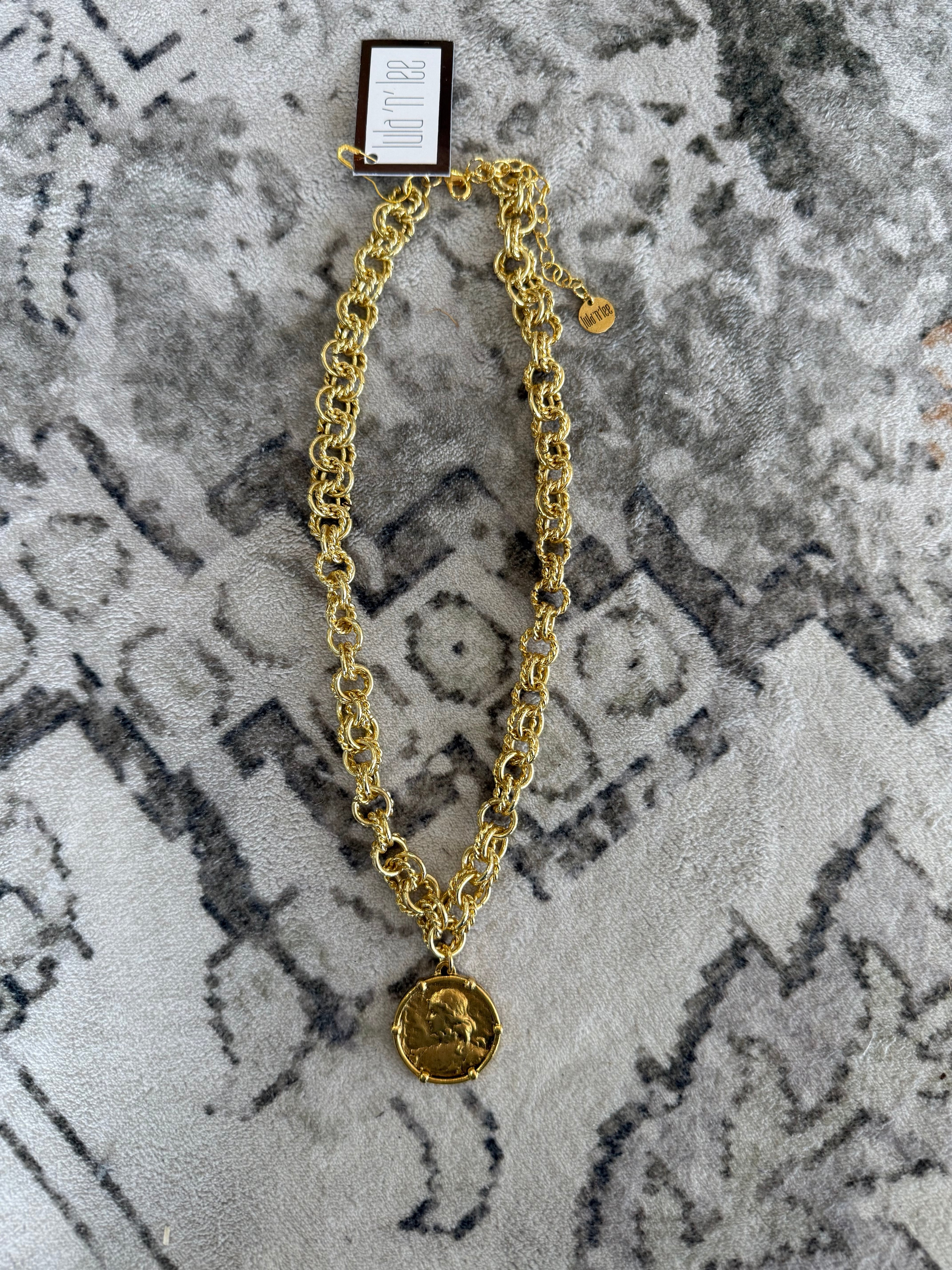 Antique Gold Plated Coin Necklace