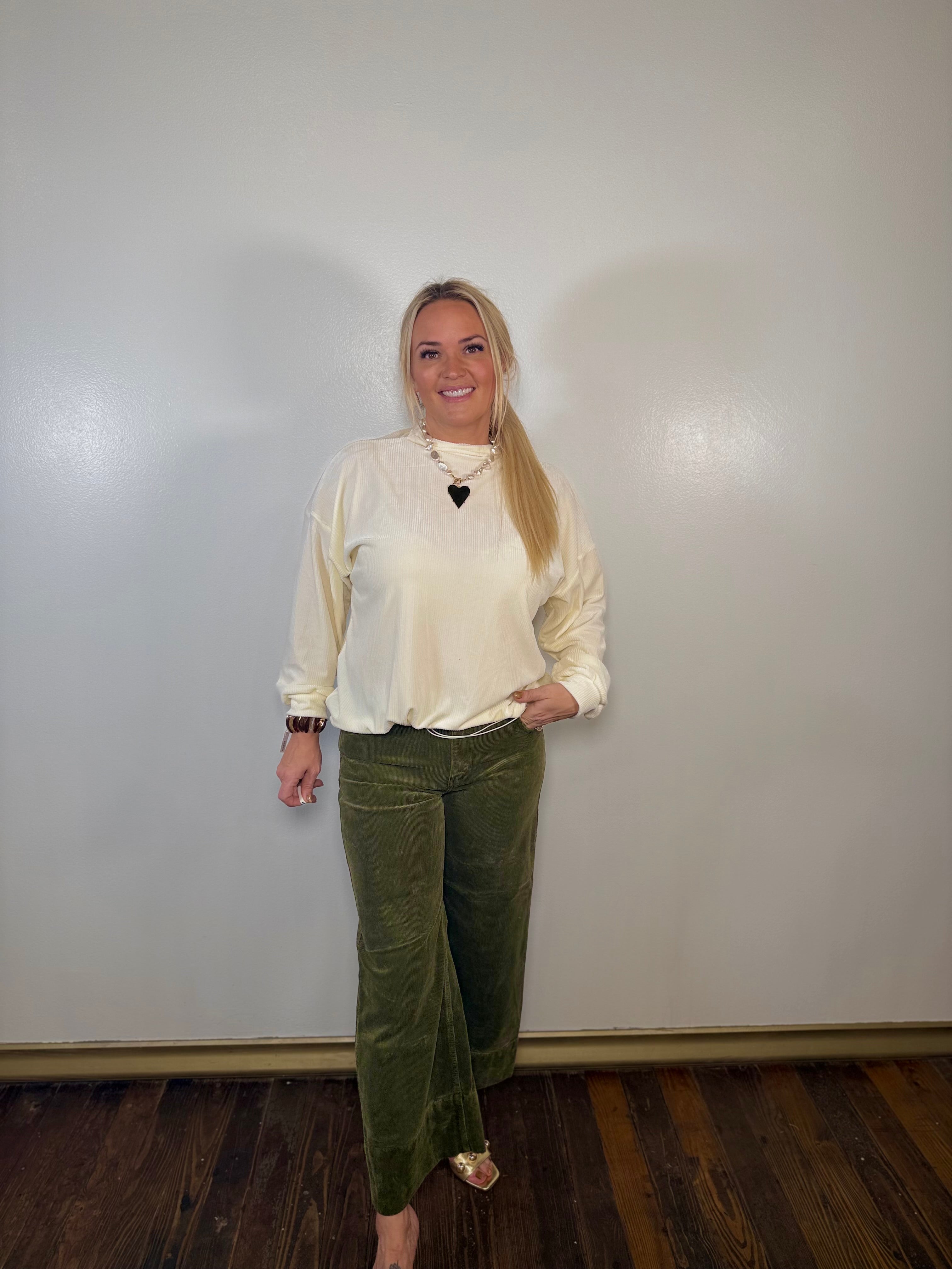 High Rise Crop Wide Corduroy Pants | Risen Jeans | PLUS SIZE AVAILABLE