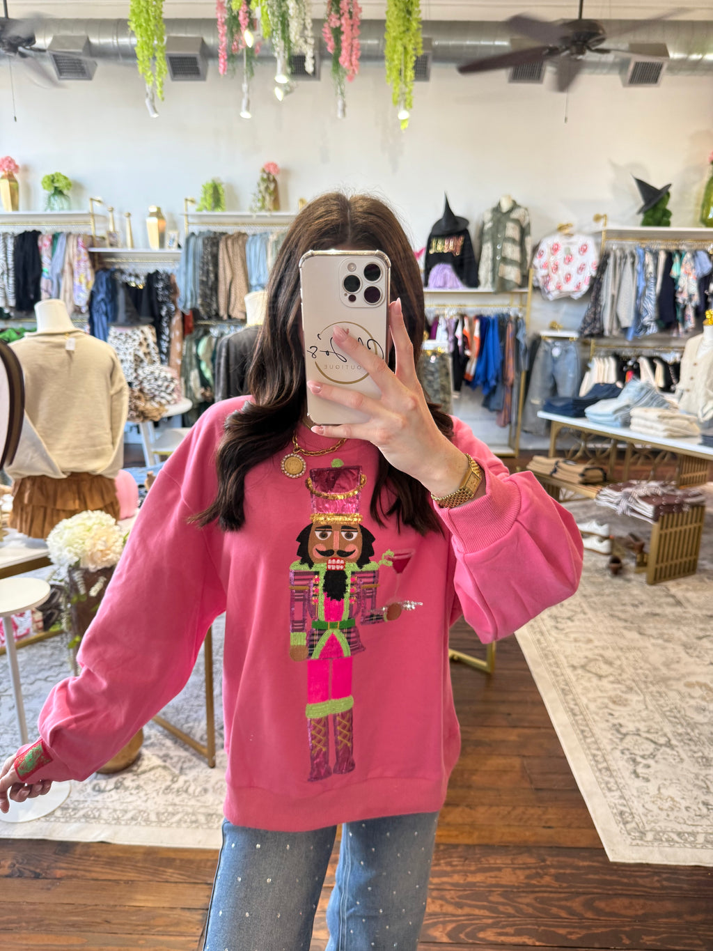 Hot Pink Serving Cosmo Nutcracker Sweatshirt | Queen of Sparkles