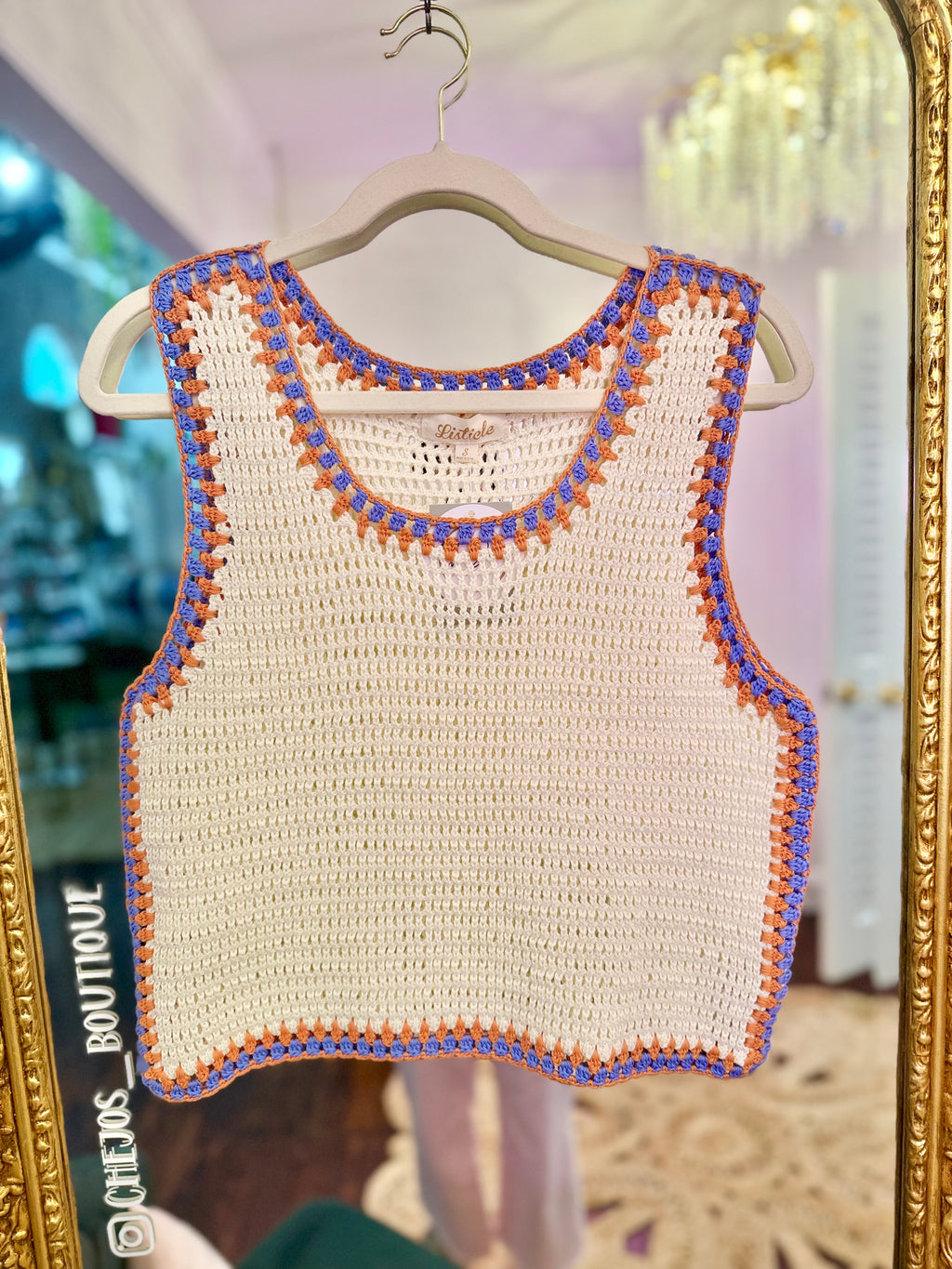Sunny Days Contrast Crochet Tank