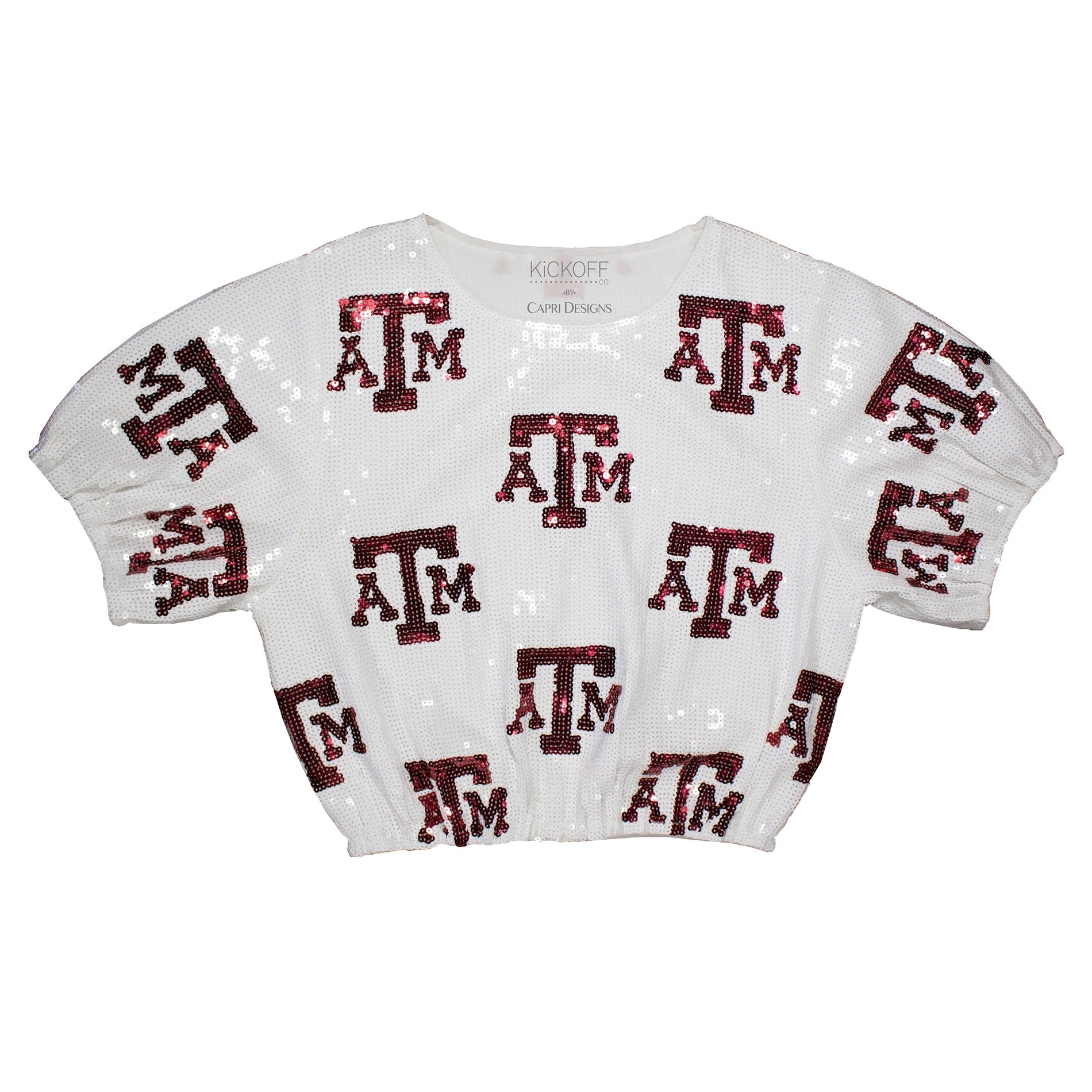College Logo Sequin Crop Top