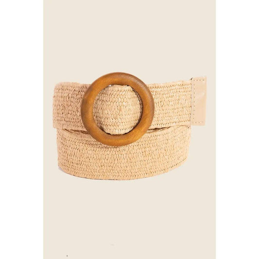 Wooden Hoop Buckle Elastic Belt