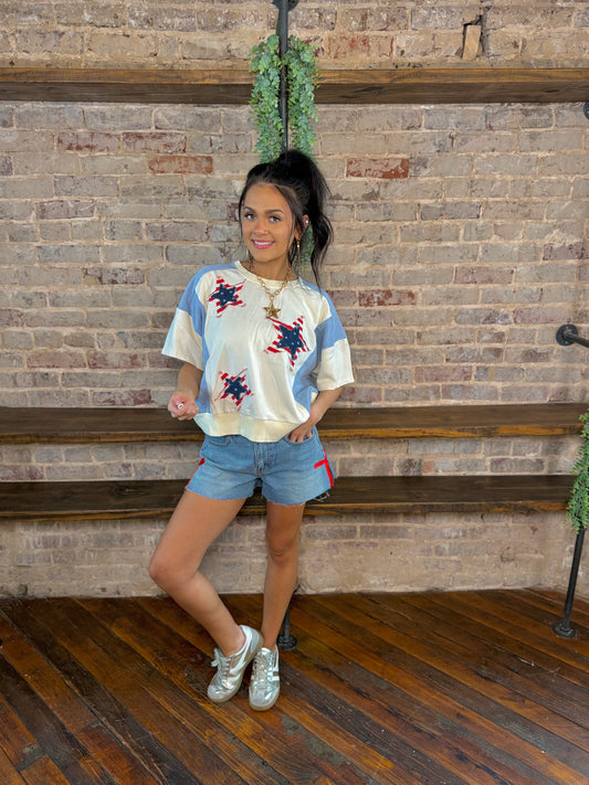 Ribbon Pop Denim Shorts