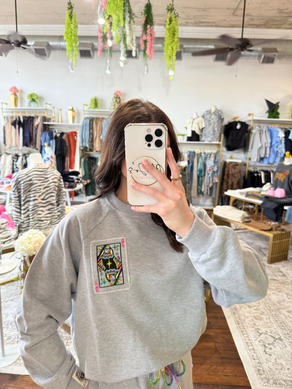 Grey Rainbow Tie Logo Sweatshirt | Queen of Sparkles