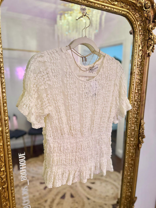 After Hours Short Sleeve Lace Blouse