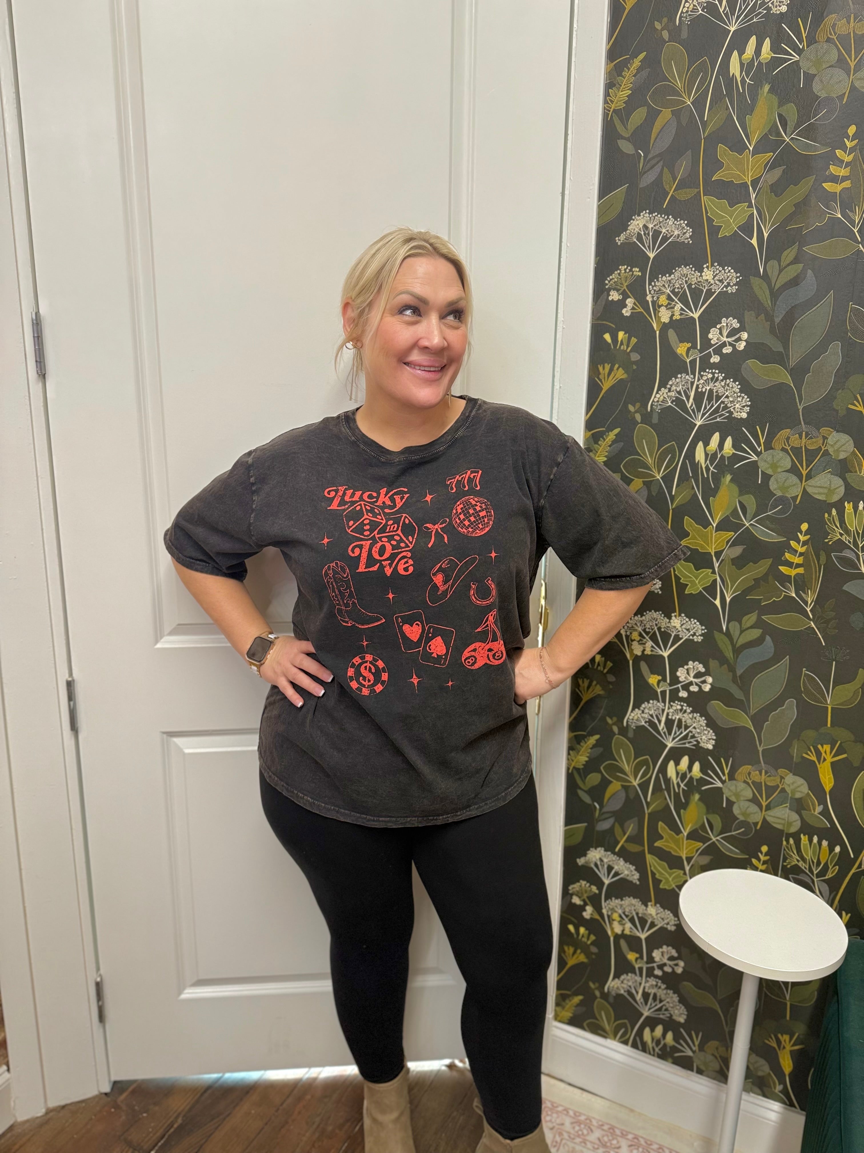 Lucky Love Oversized Mineral Graphic Tee