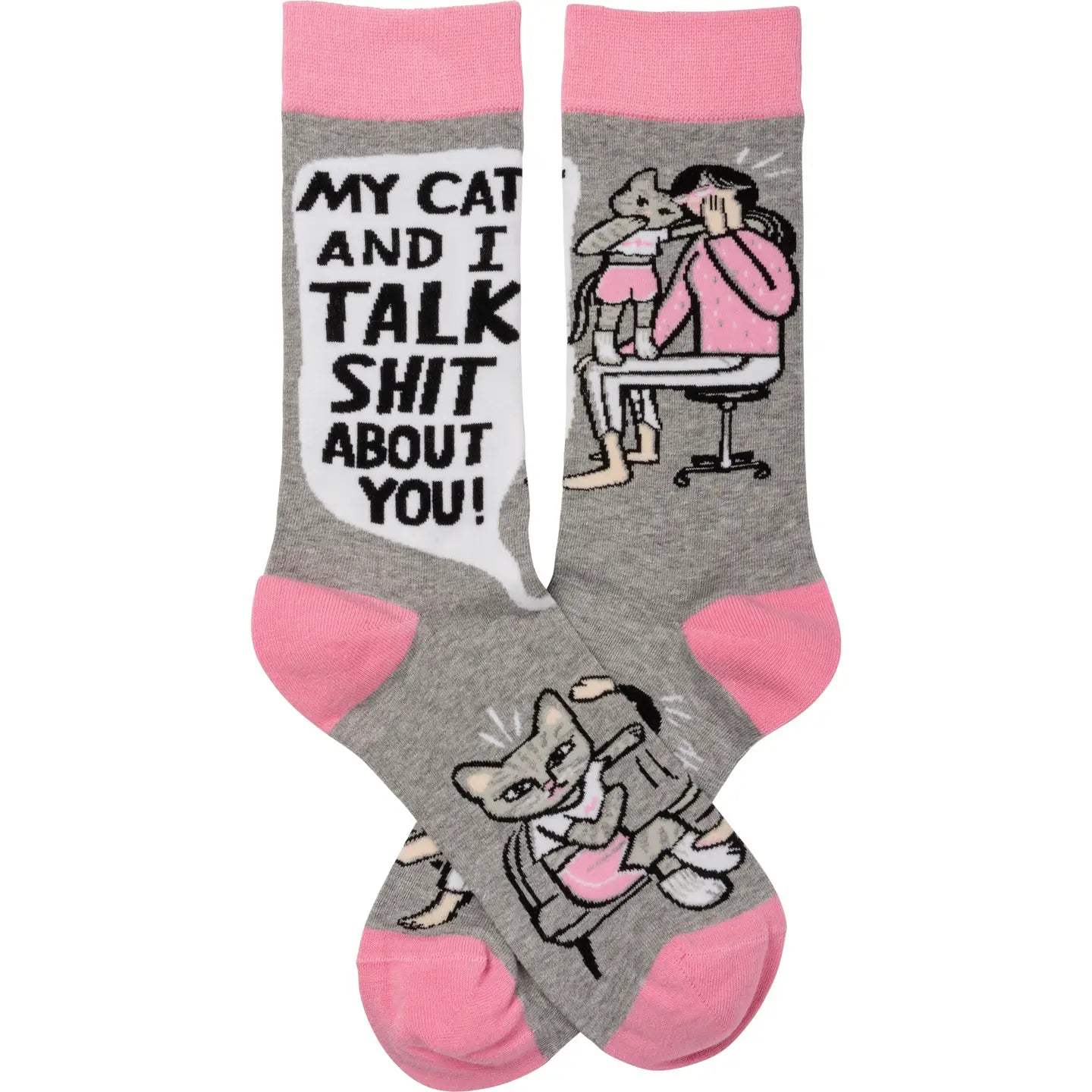 Classic Woven Crew Socks - Cats