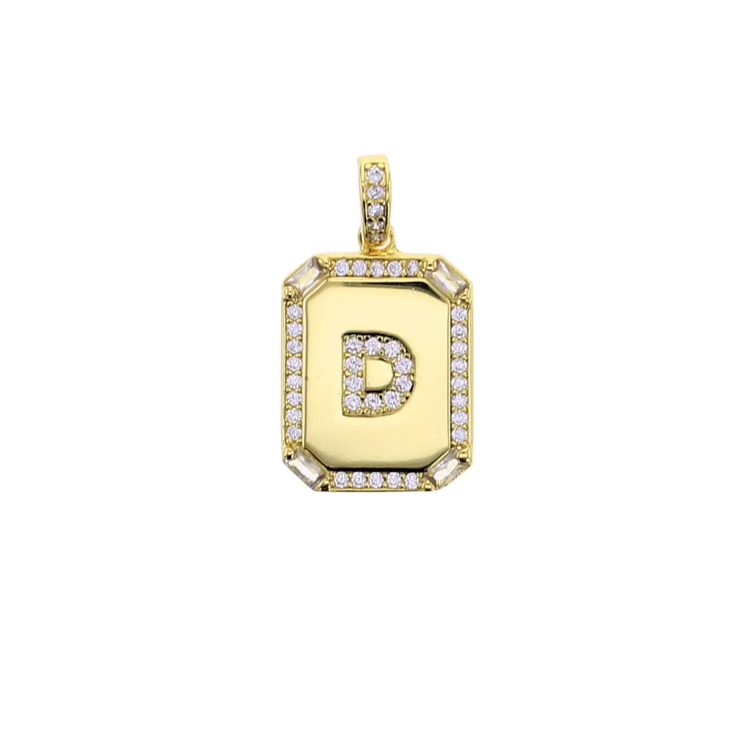 Cubic Zirconia Rhinestone Initial Tag Charm