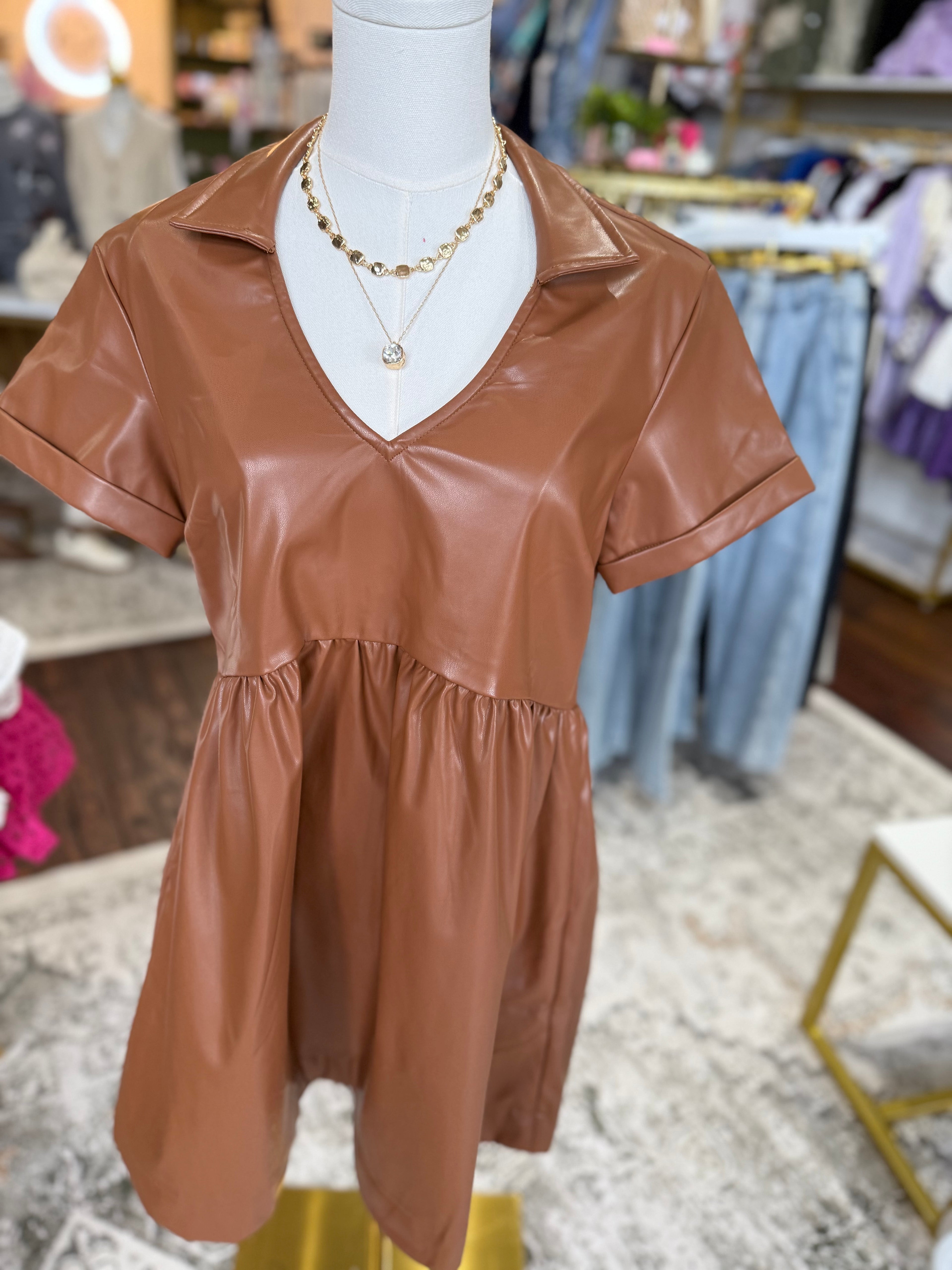 Desert Dunes Pleather Mini Dress