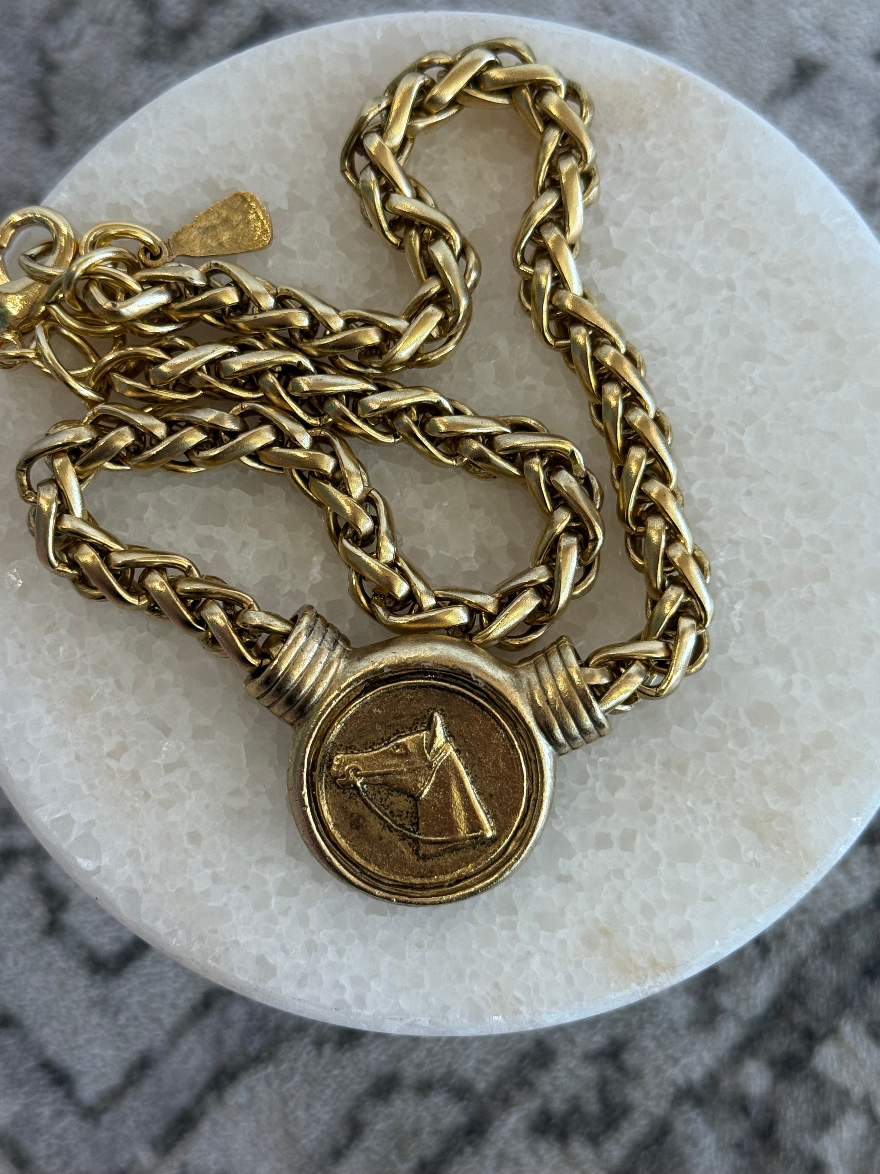 Roman Stallion Vintage Coin Necklace