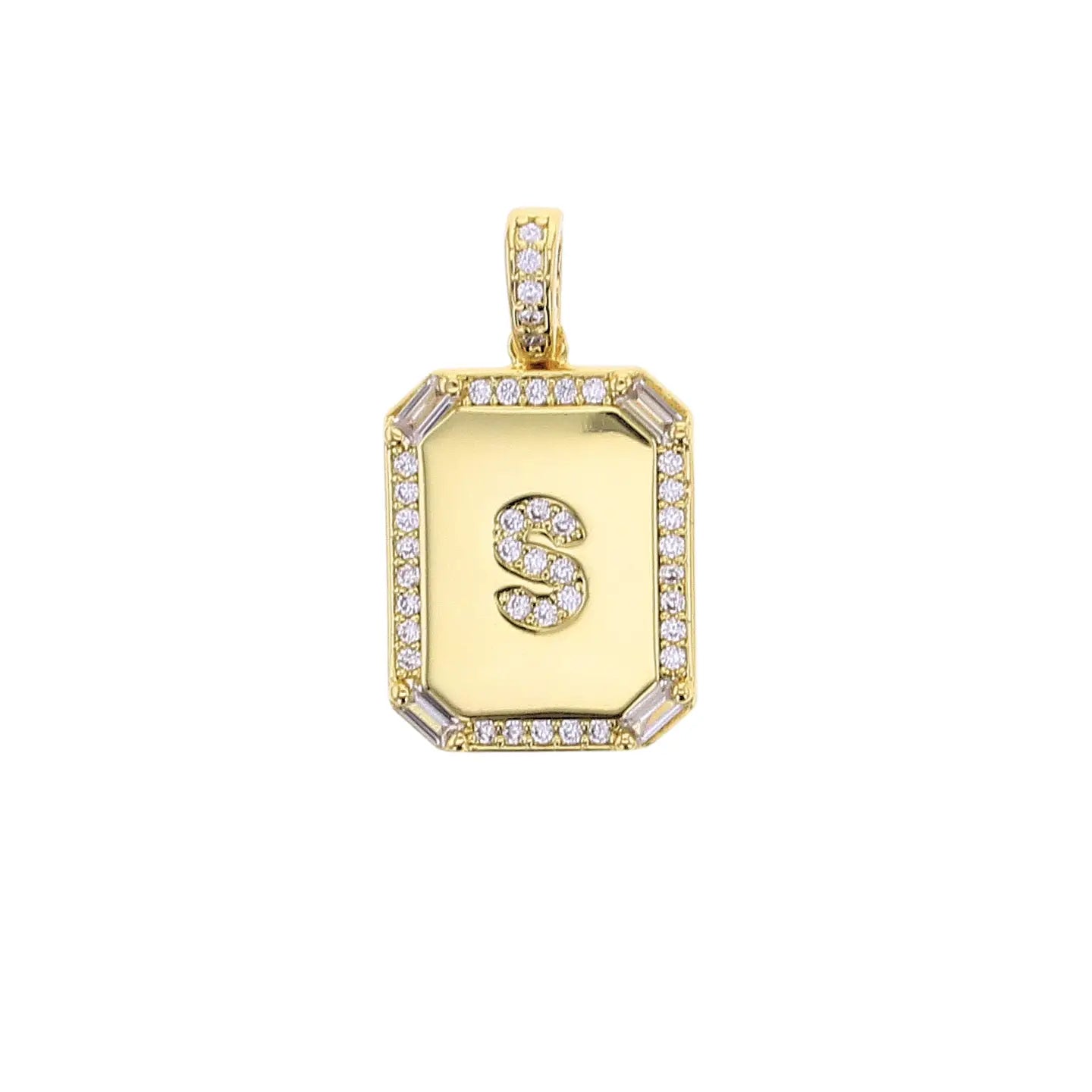 Cubic Zirconia Rhinestone Initial Tag Charm