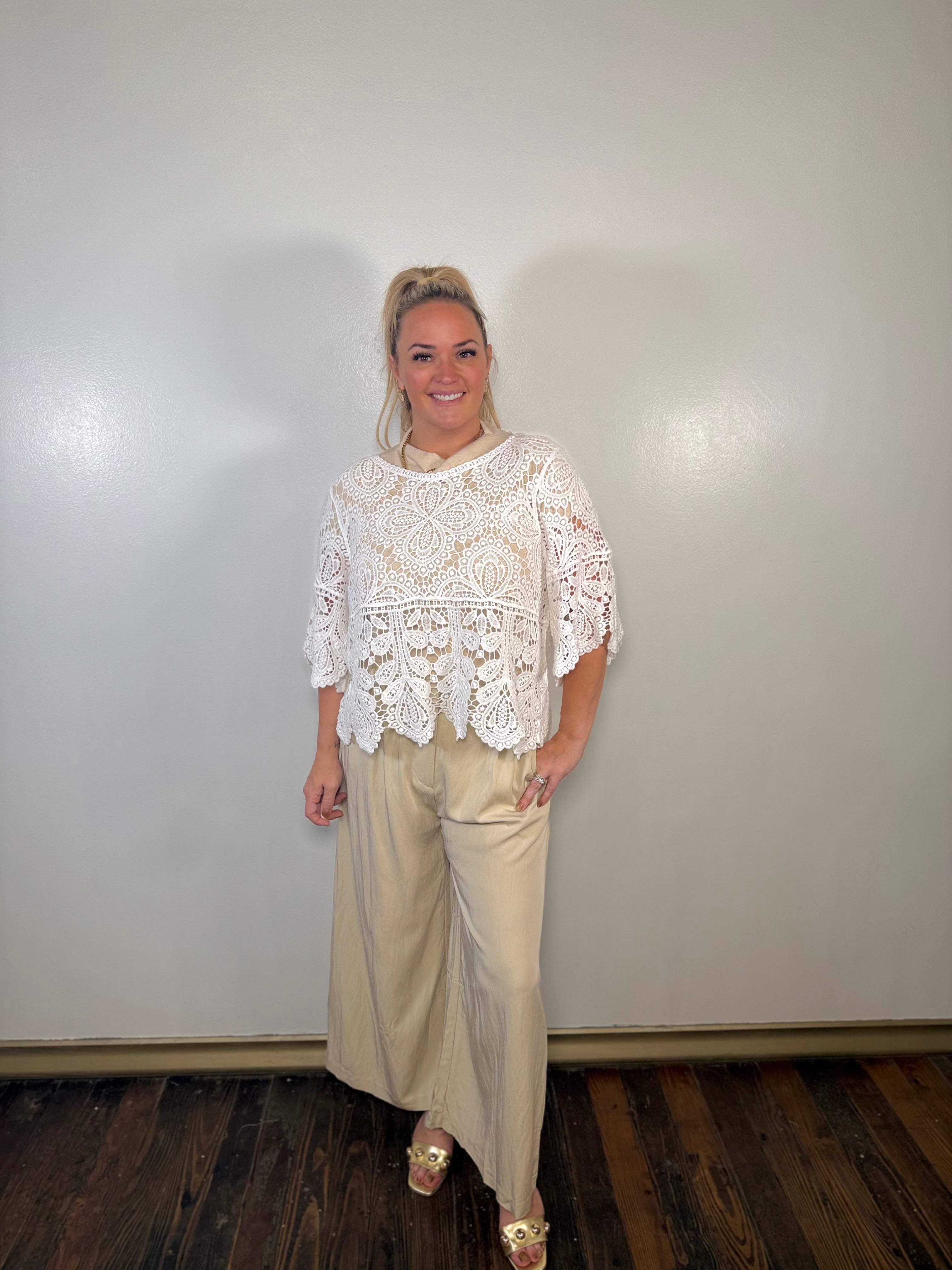 Pleated Wide Leg Trousers