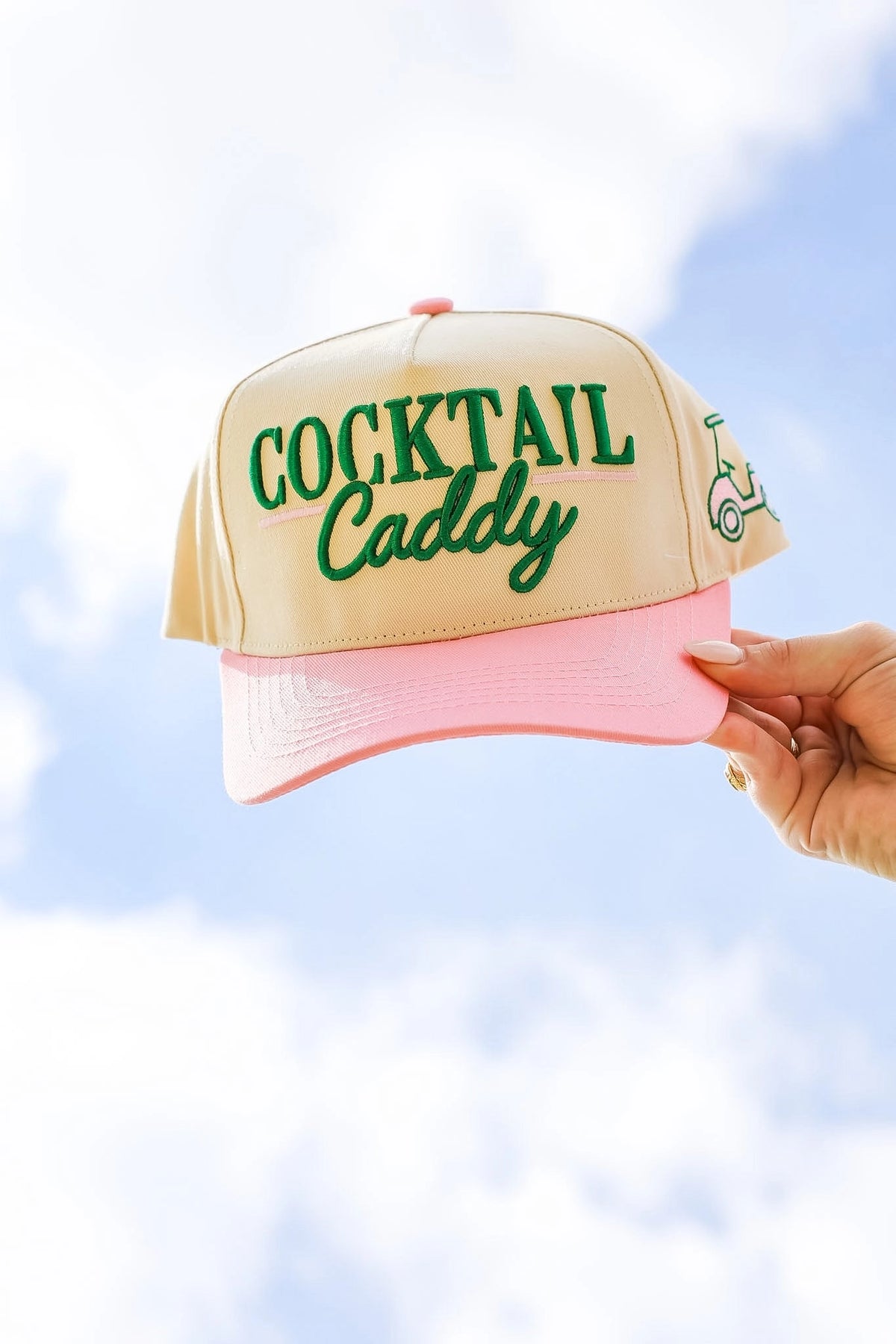 Cocktail Caddy Puff Embroidered Canvas Cap