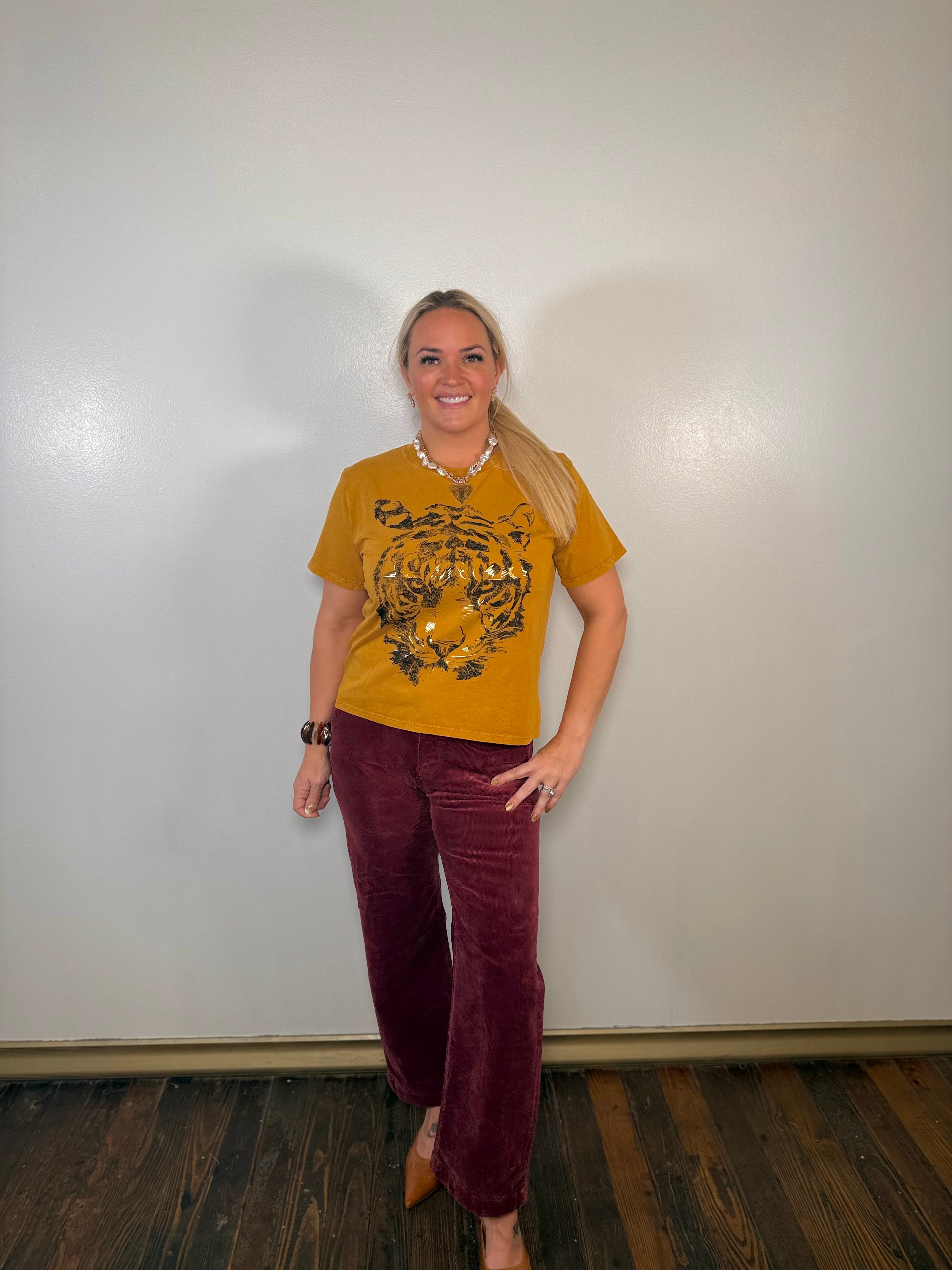 Golden Foil Tiger Mineral Wash Graphic Tee