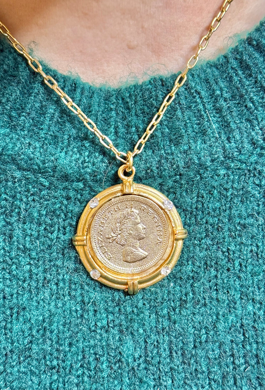 Elizabeth II Regina Vintage Coin Necklace
