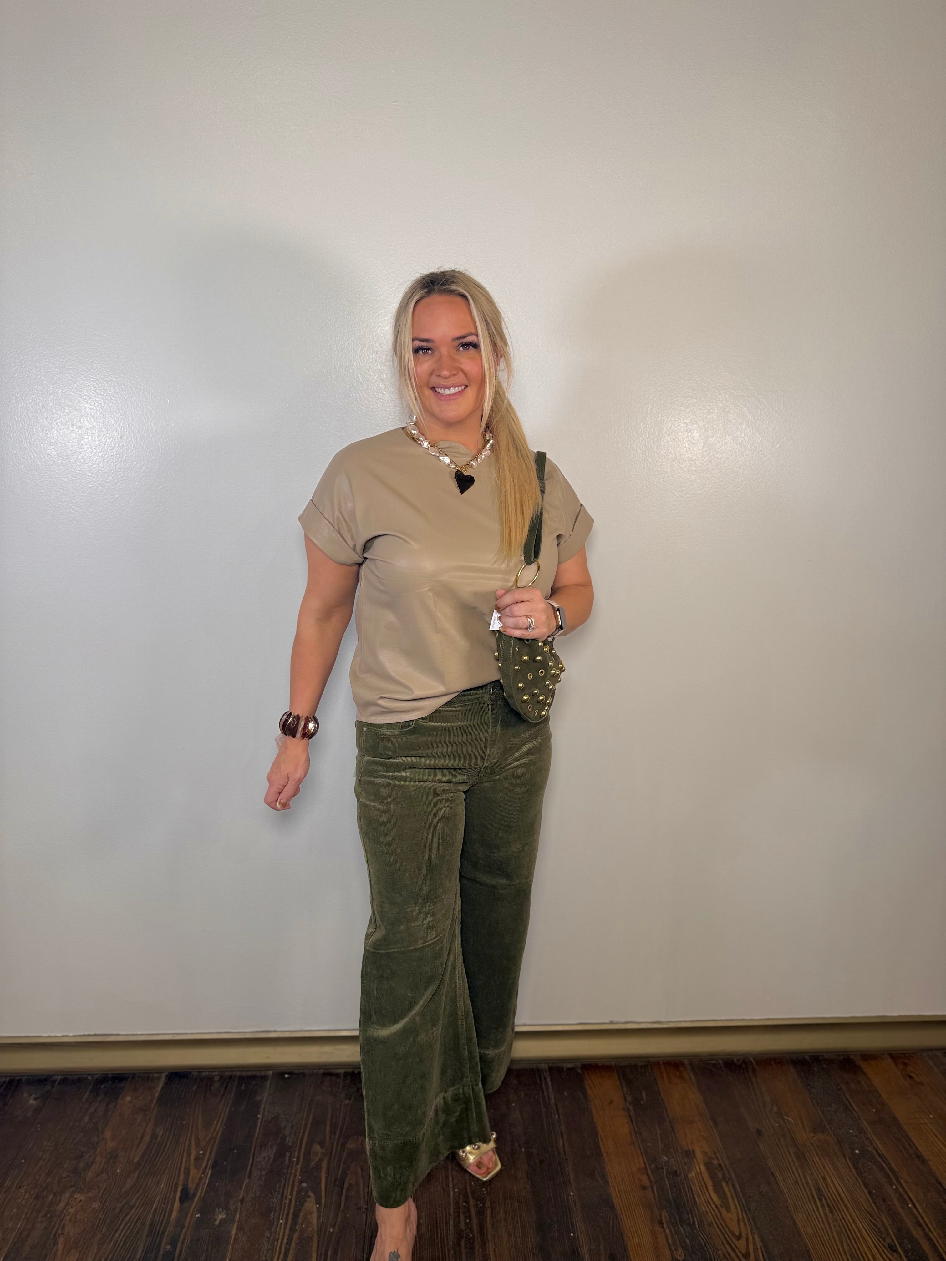 Whiskey Moon Leather Cap Sleeve Top