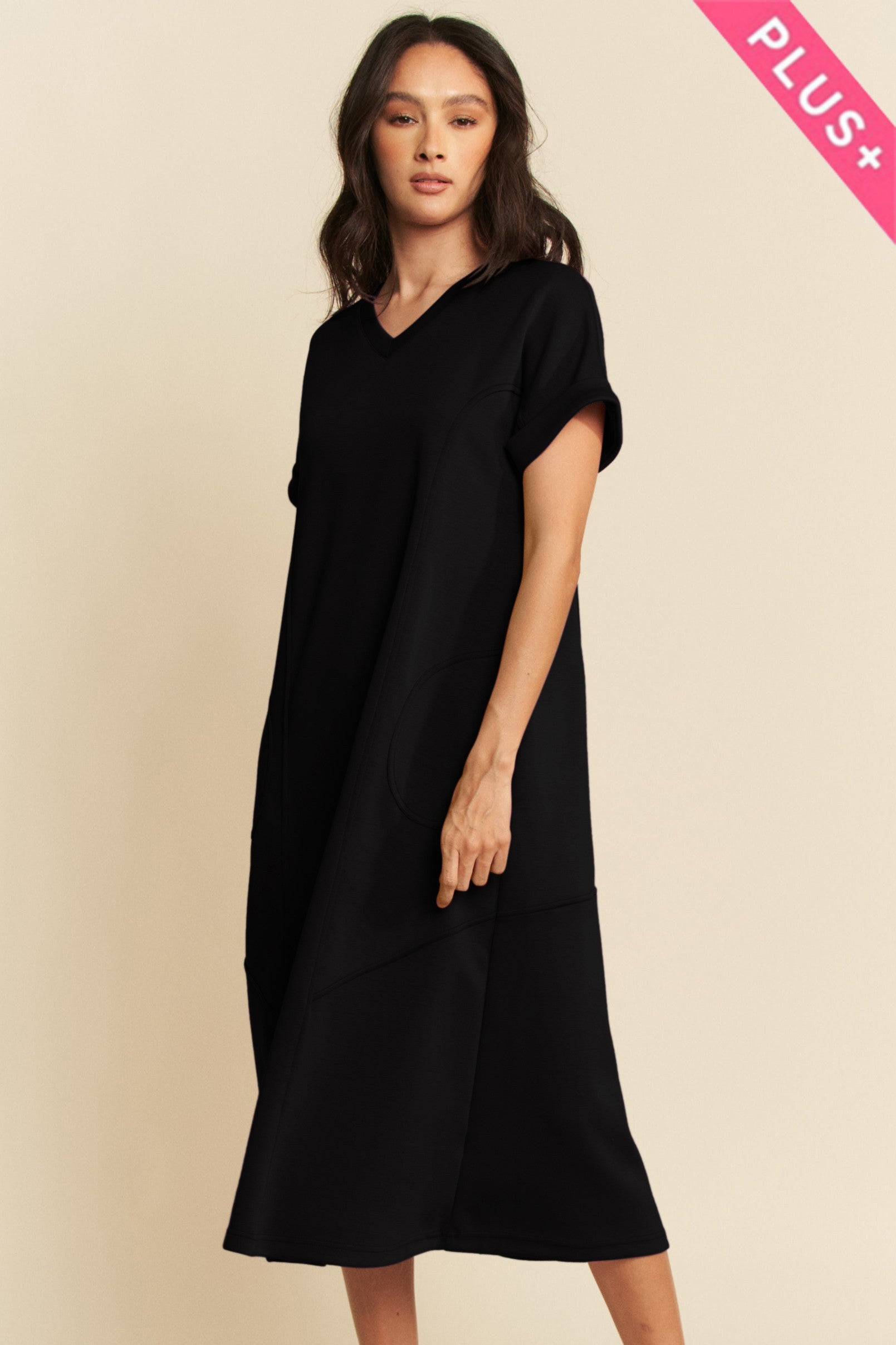PLUS SIZE | Samira Scuba Short Sleeve Midi Dress