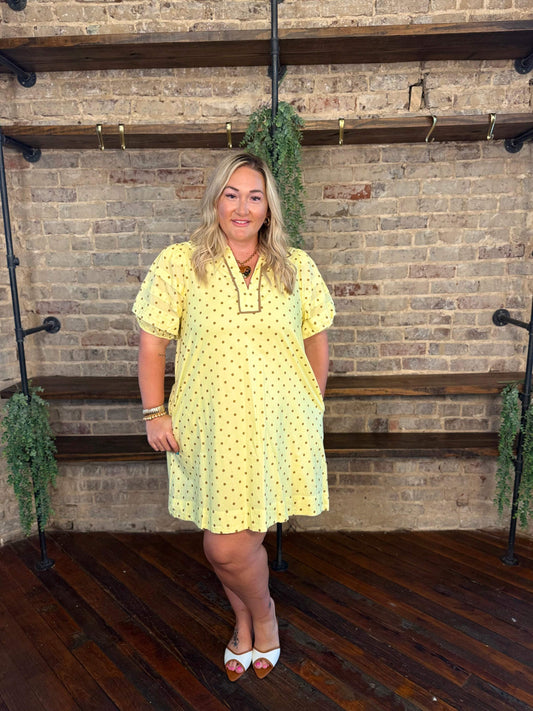 PLUS SIZE | Polka Dot Puff Short Dress