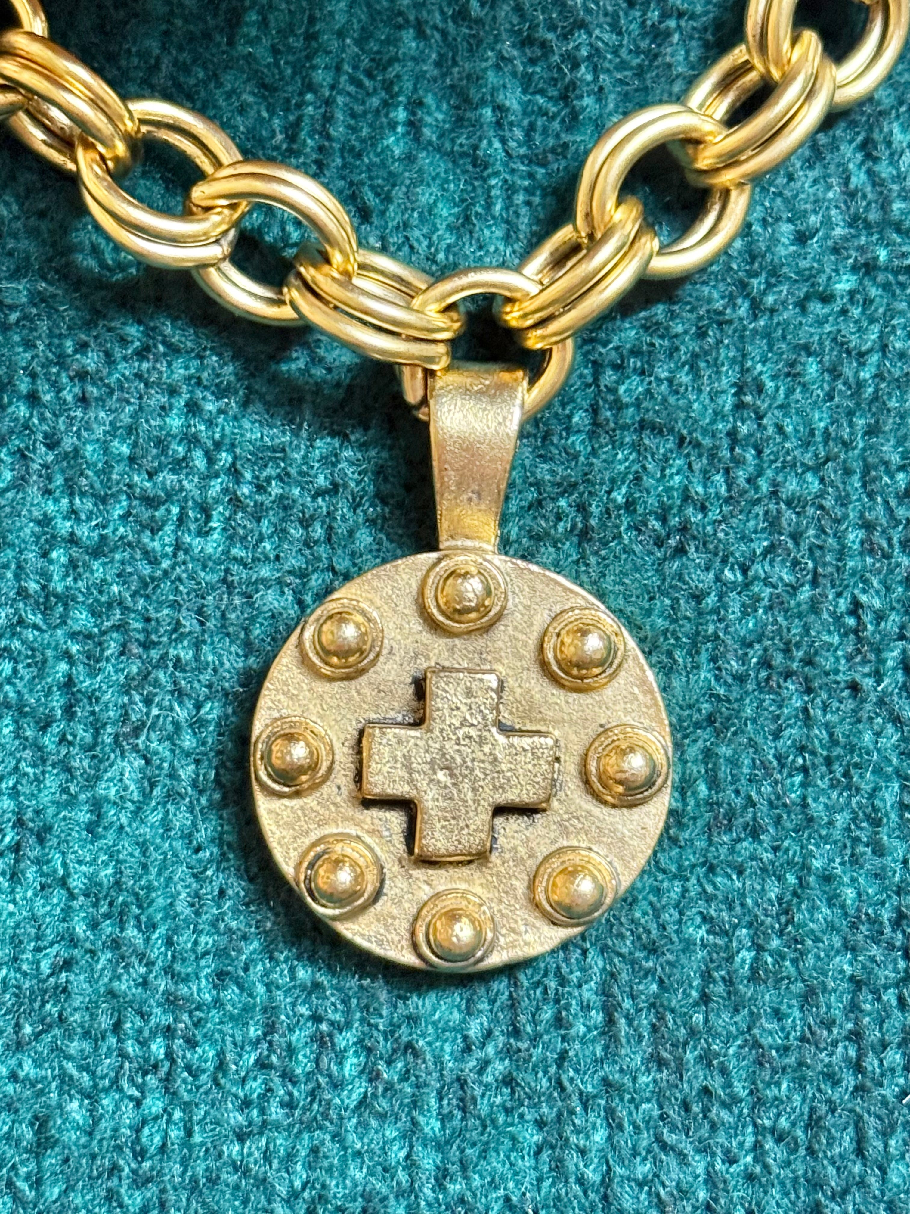 Vintage Dotted Cross Chunky Chain Necklace